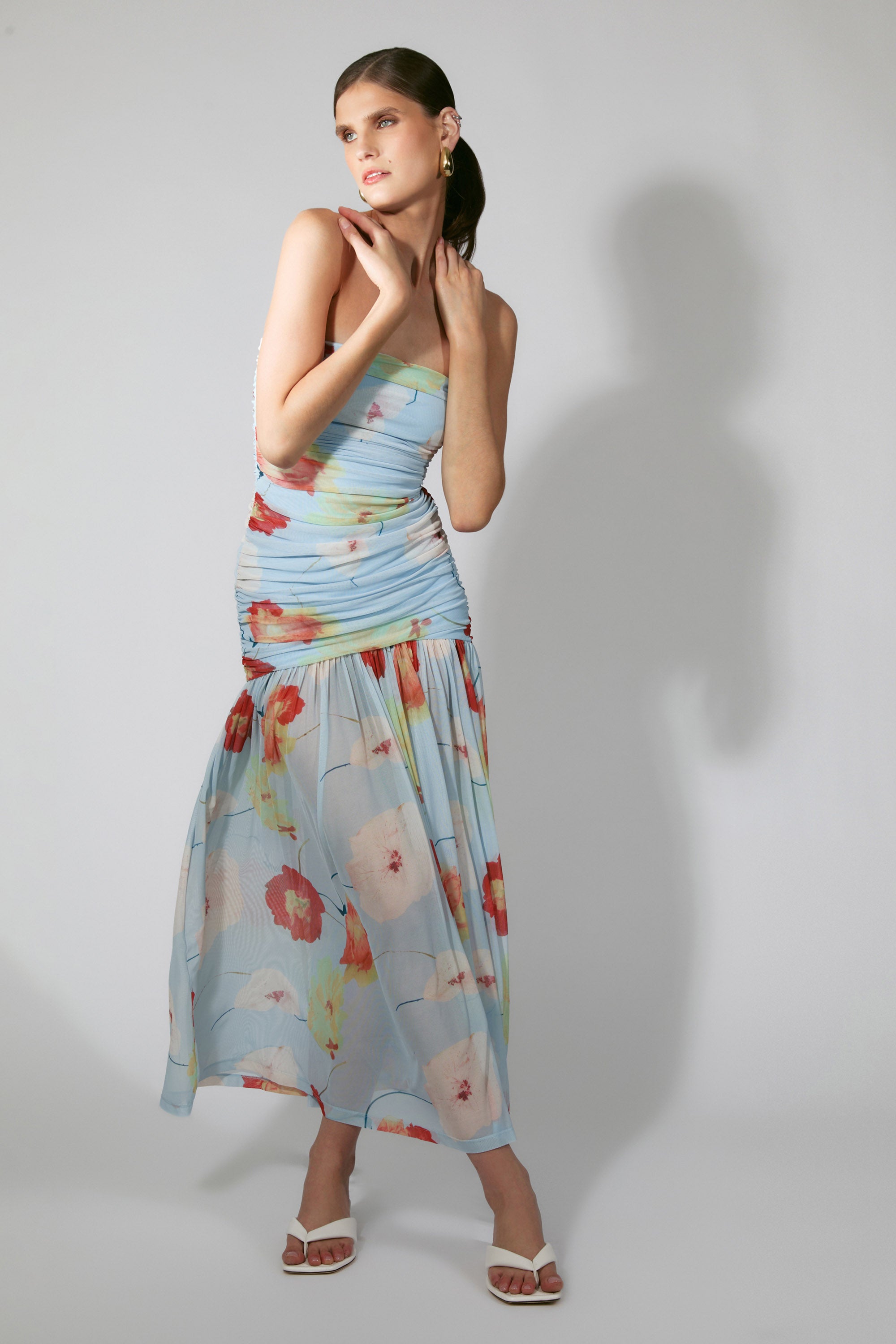 statement maxi dresses Bardot Solana Printed Mesh Dress in Baby Blue Missacc Vermilion Cocktail Dresses Style:BR0110W Invest in a dress Color:Snow Leopard