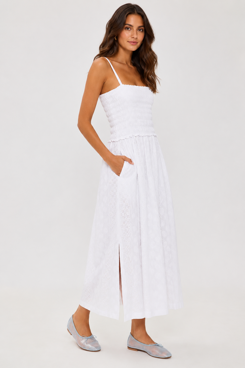 Kendra Geo Eyelet Dress White / S