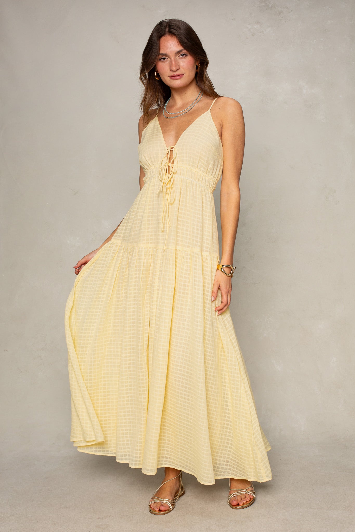 Kallie Tiered Maxi Dress Yellow / S