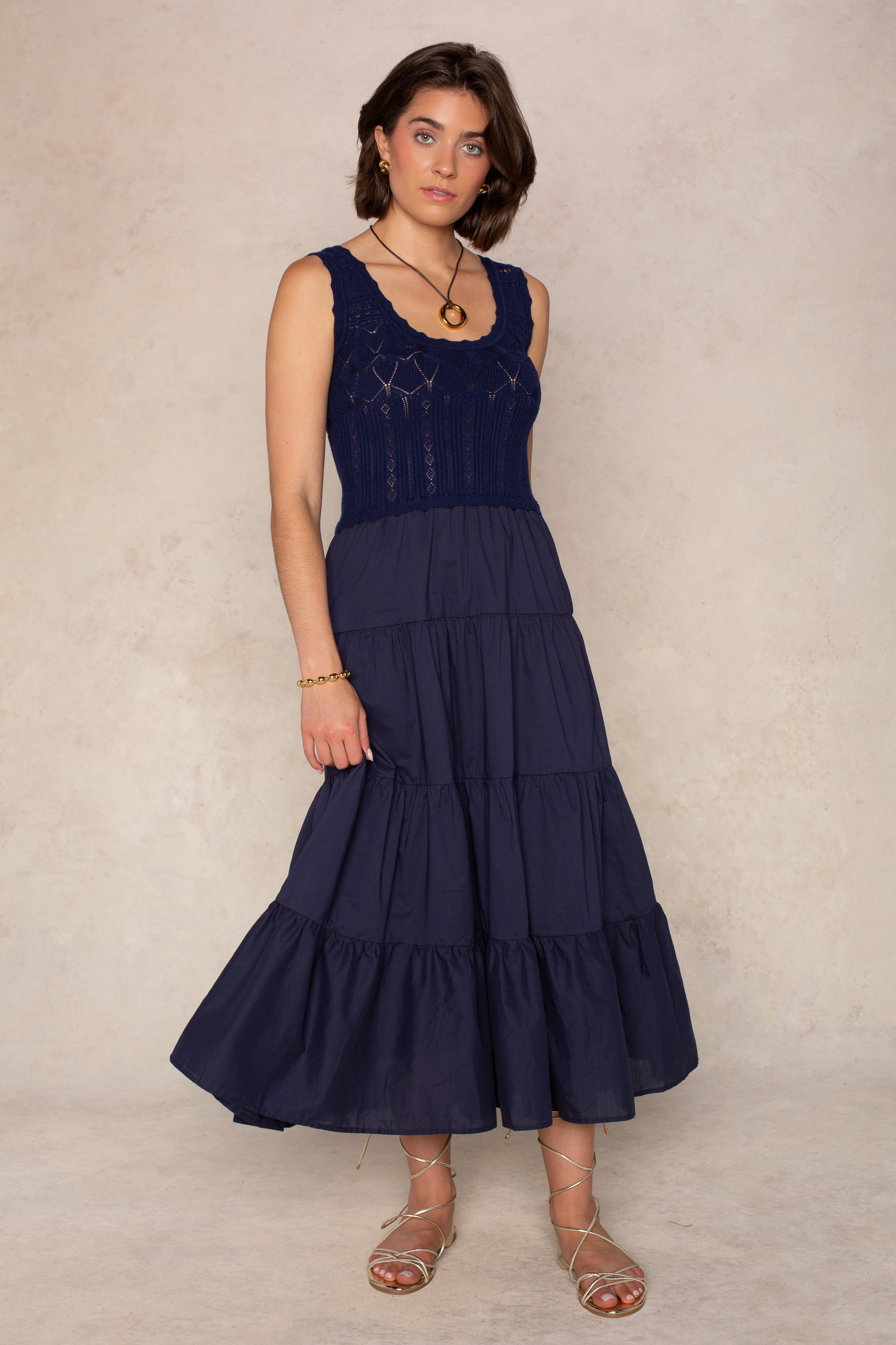 Aria Midi Dress Navy / S