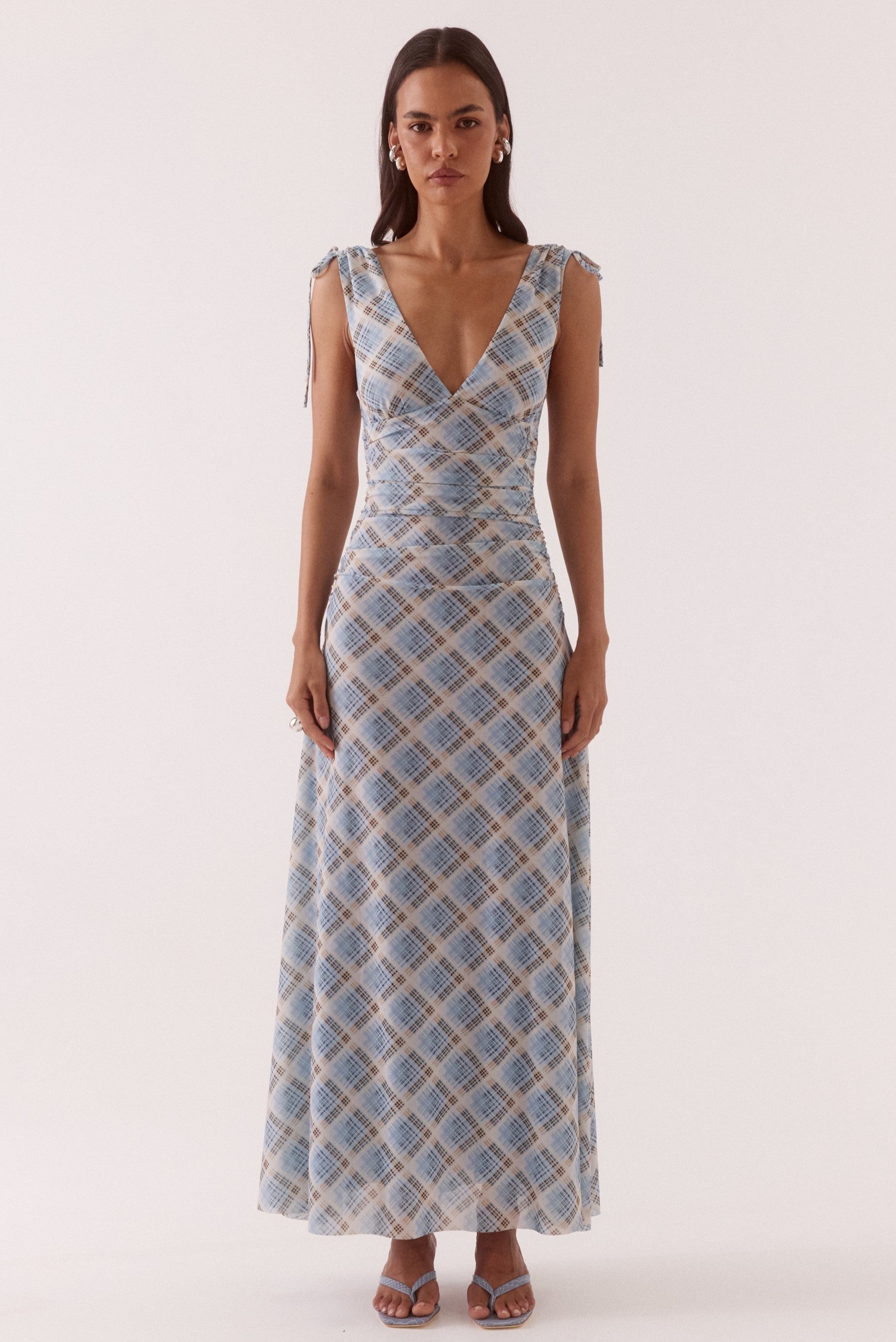 Novalyn Plaid Sleeveless Dress Blue Multi / XS