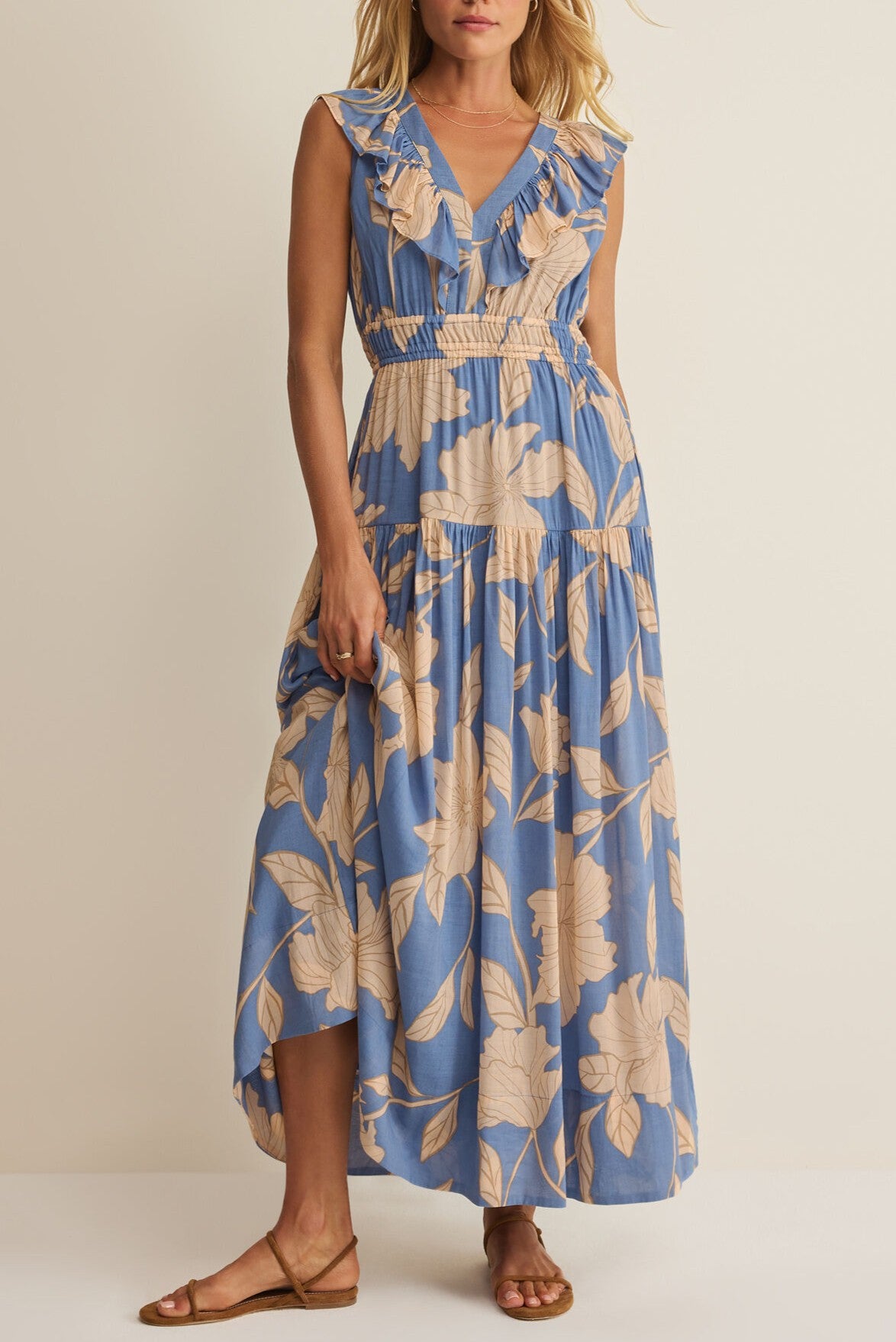 summertime maxi dresses Z Supply Malene Bloom Floral Dress Lake Blue / M Color:Sky Blue Bouquet SaksLDW2024 Winter Maxi Dress Square Frsasu Girls Summer formal