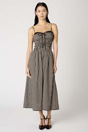 knee length dresses for ladies Printed Cotton A-Line Midi Dress – Stylish Tie-Ups & 3/4 Sleeves – AROMIE main image 1