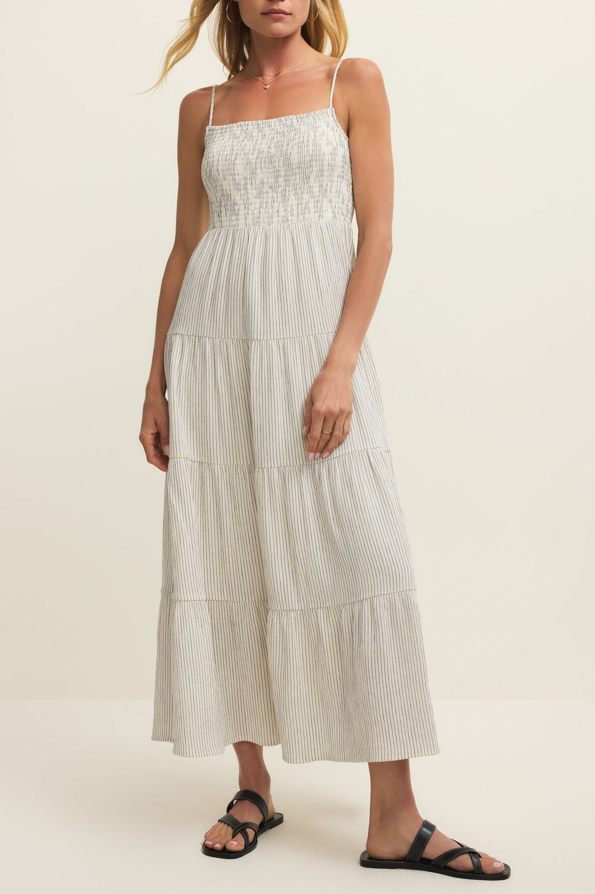 balos striped maxi dress Z Supply Balos Striped Maxi Dress Natural / S