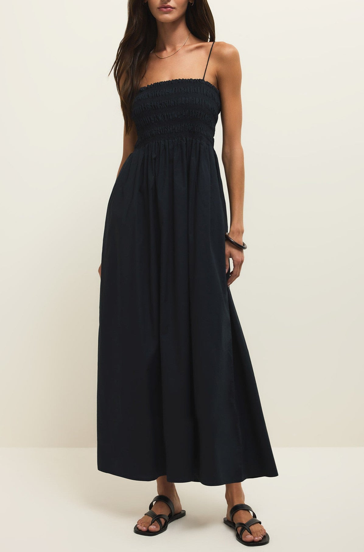 Z Supply Cornelia Poplin Midi Dress Black / M
