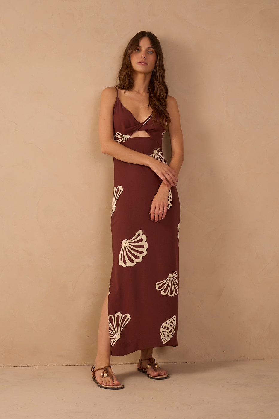 Brown Maritime Cut-out Smocked Maxi Dress South Moon Under Brown Maritime Cut-out Smocked Maxi Dress South Moon Under