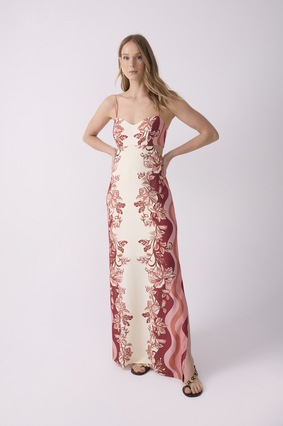 Off-White Onda Floral Cut-Out Side Slit Dress