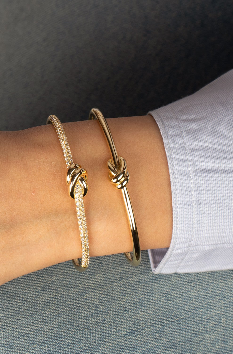 Pave Love Knot Cuff Bangle Bracelet