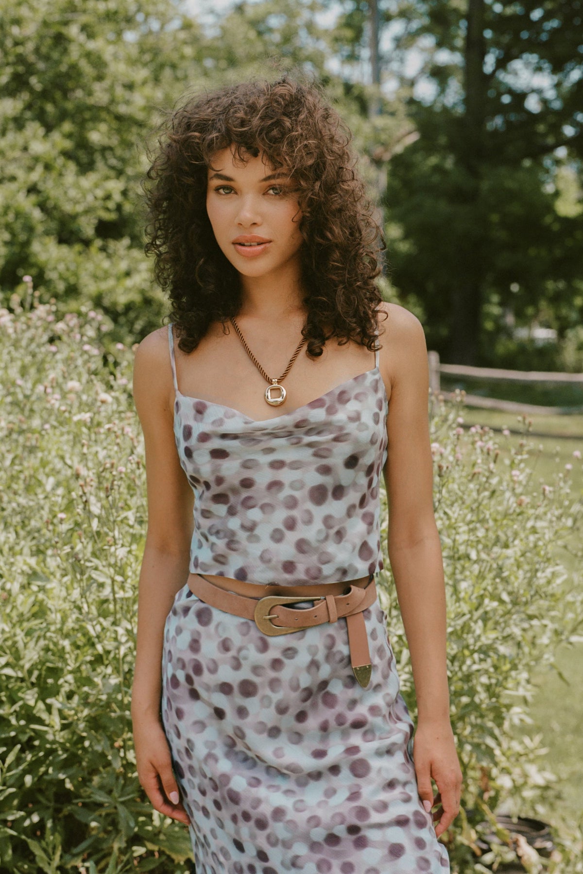 Naomi Chiffon Cami In Aqua/Gey