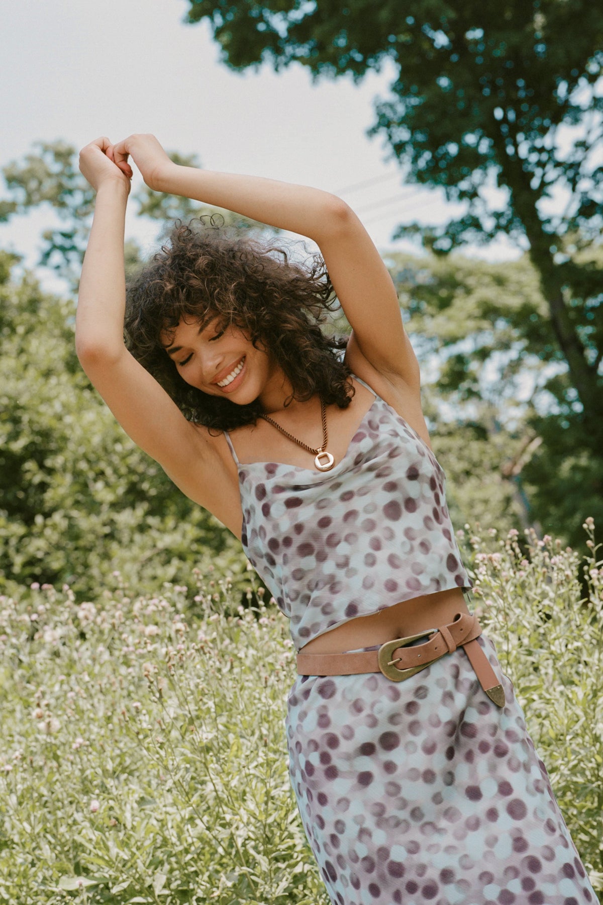 Naomi Chiffon Cami In Aqua/Gey