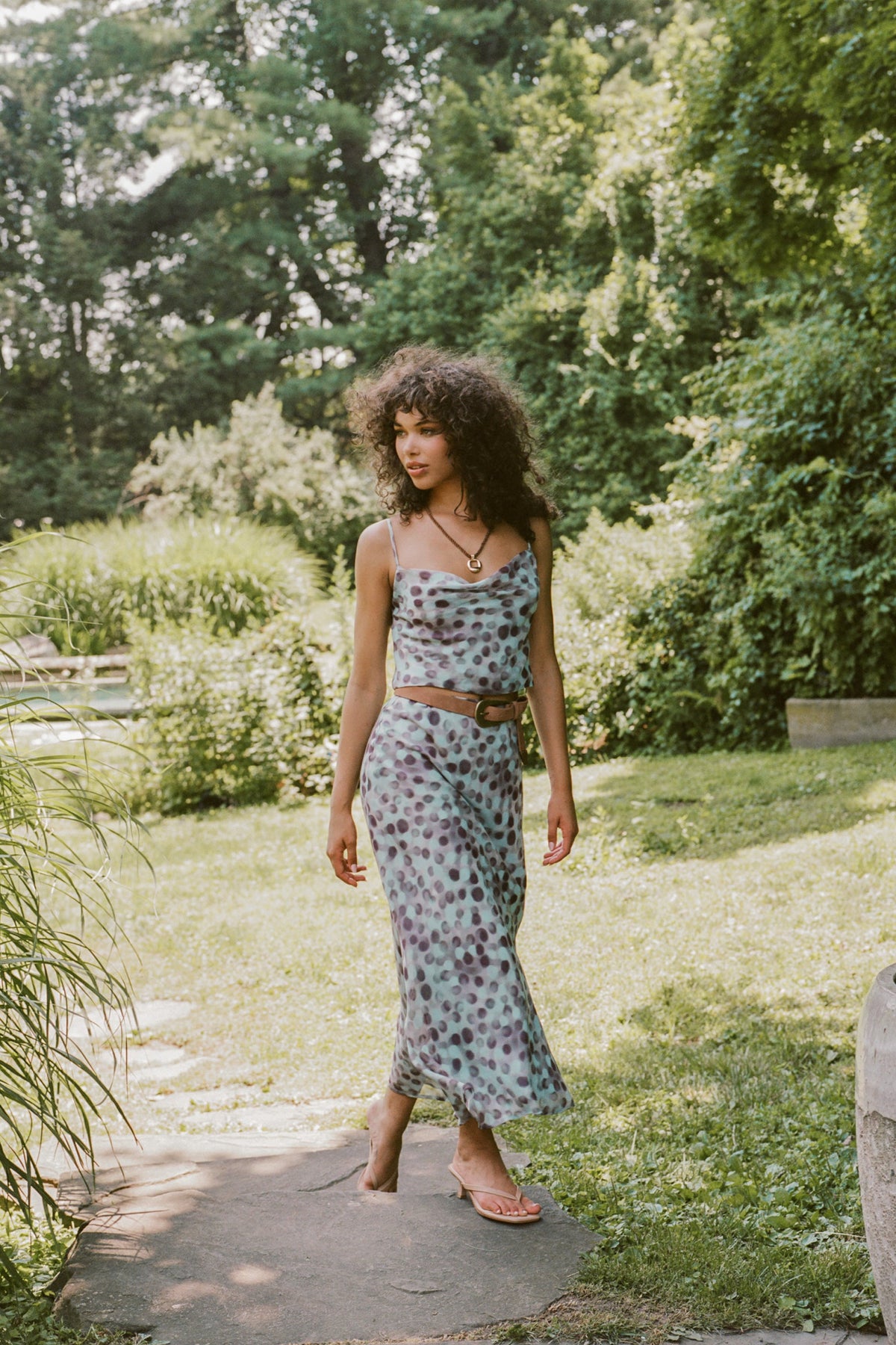 Naomi Chiffon Cami In Aqua/Gey
