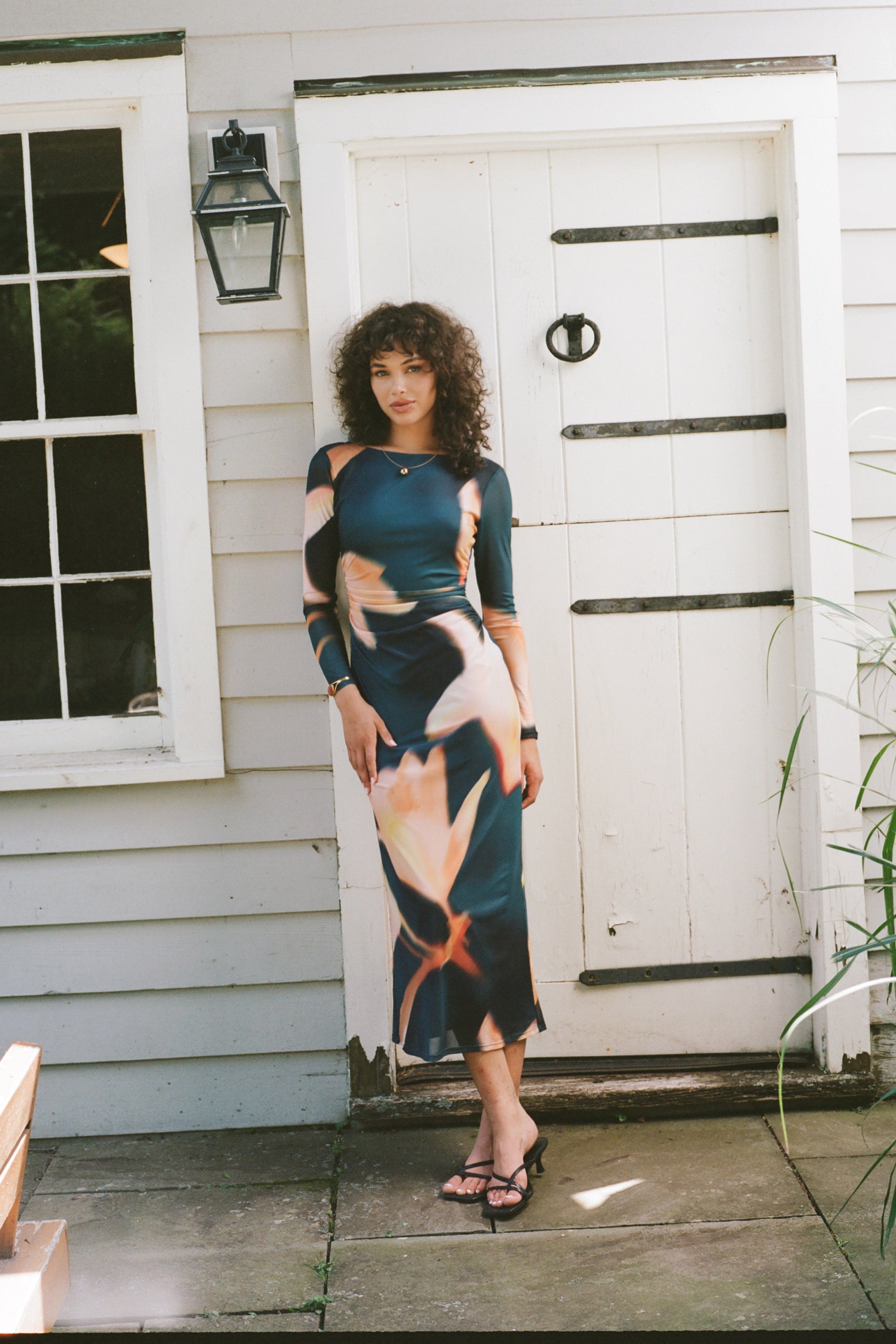 Jaden Long Sleeve Mesh Midi Dress