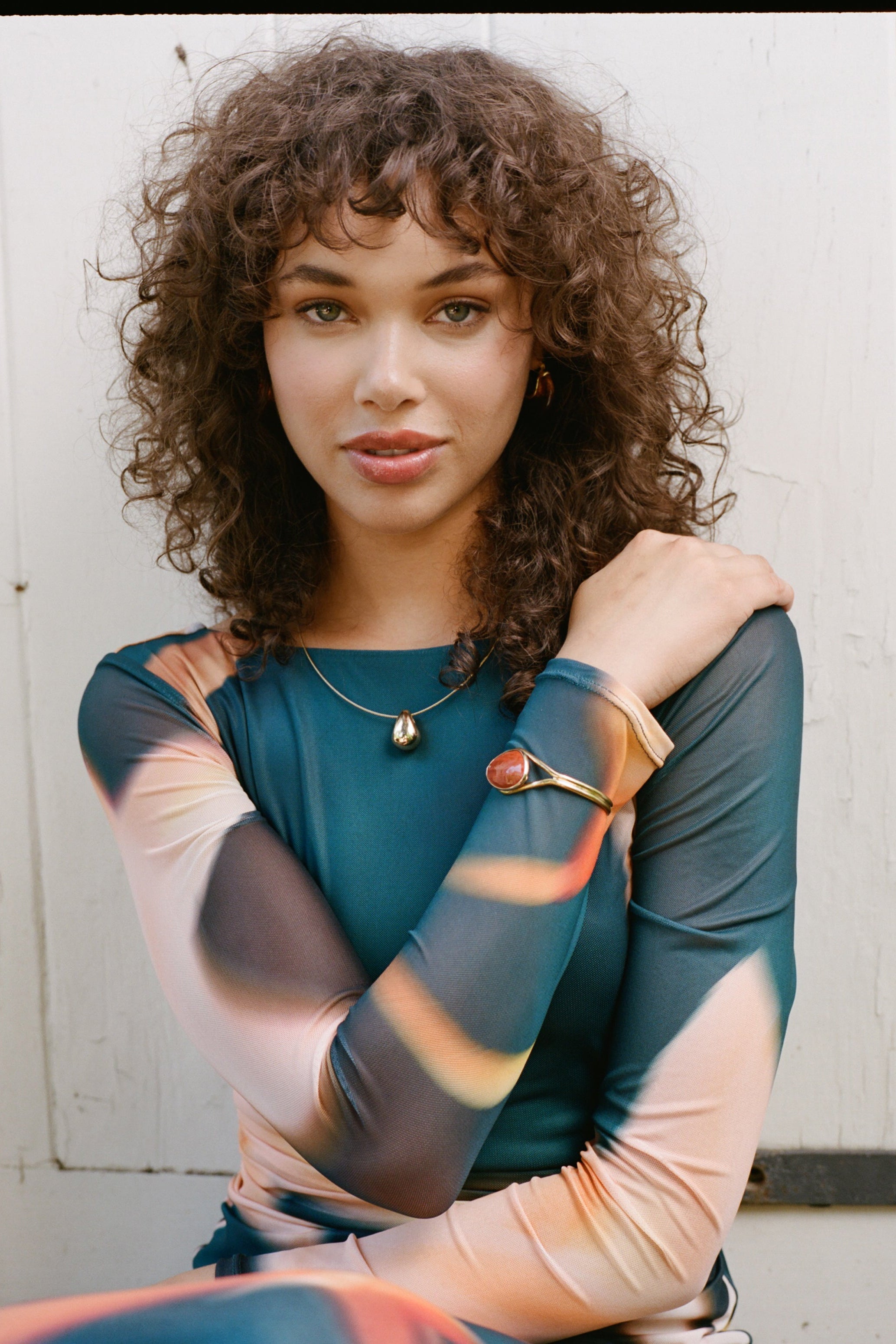 Jaden Long Sleeve Mesh Midi Dress
