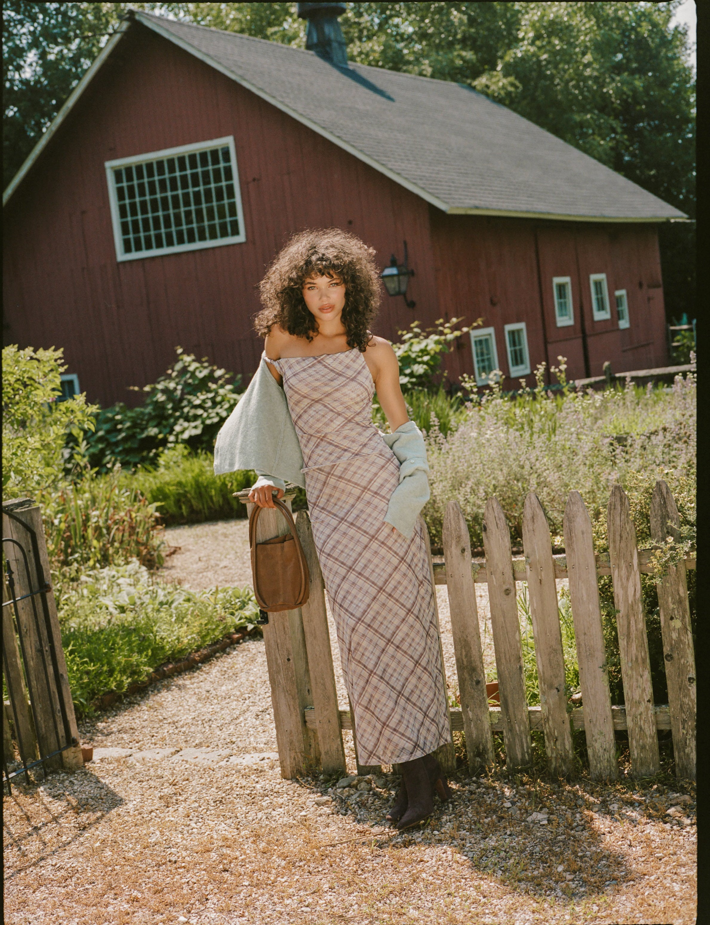 Faye Plaid Mesh Twist Strap Top