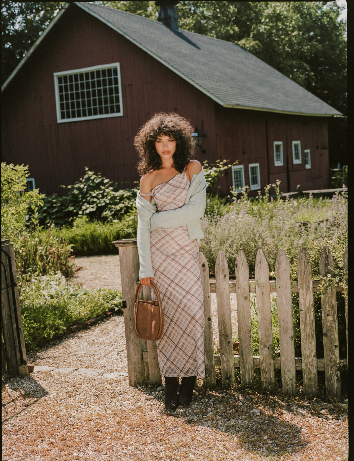 Faye Plaid Mesh Midi Skirt
