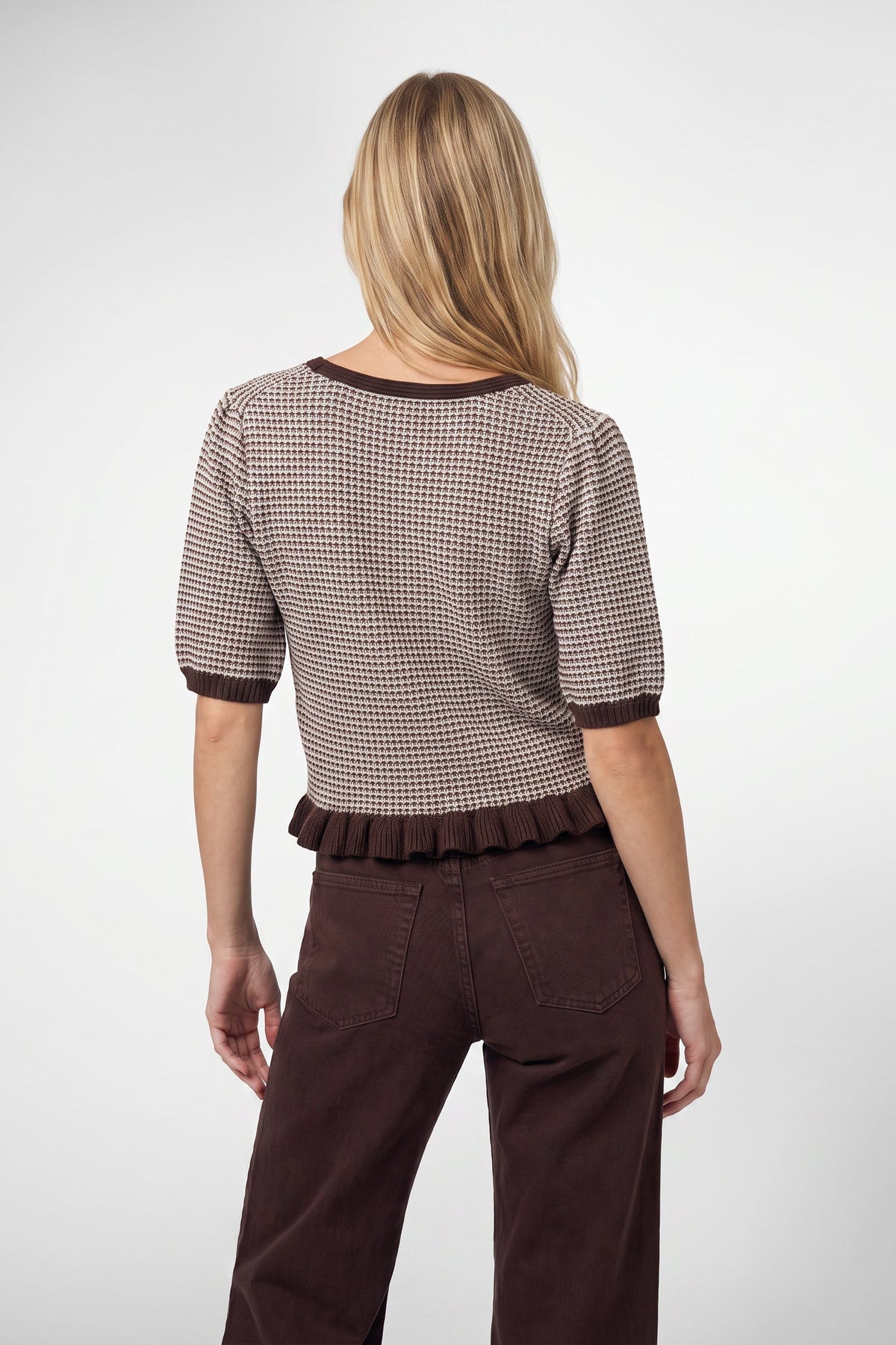 Elaine Puff Sleeve Cardigan In Cashew/Heather