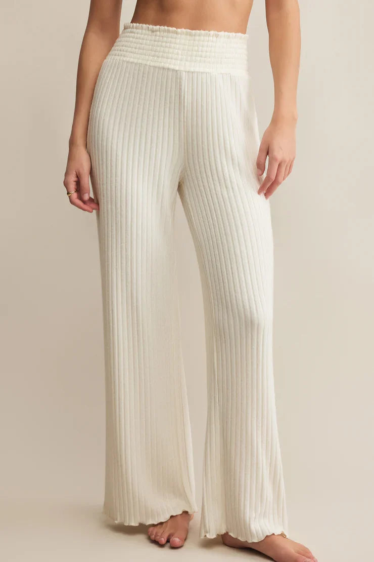 Dawn Smocked Rib Pant In Light Oatmeal Heather