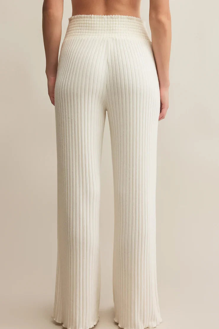 Dawn Smocked Rib Pant In Light Oatmeal Heather