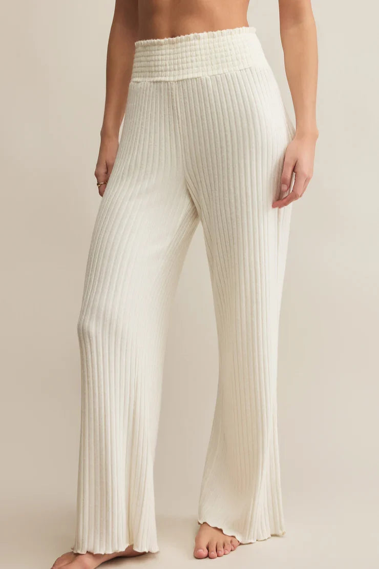 Dawn Smocked Rib Pant In Light Oatmeal Heather
