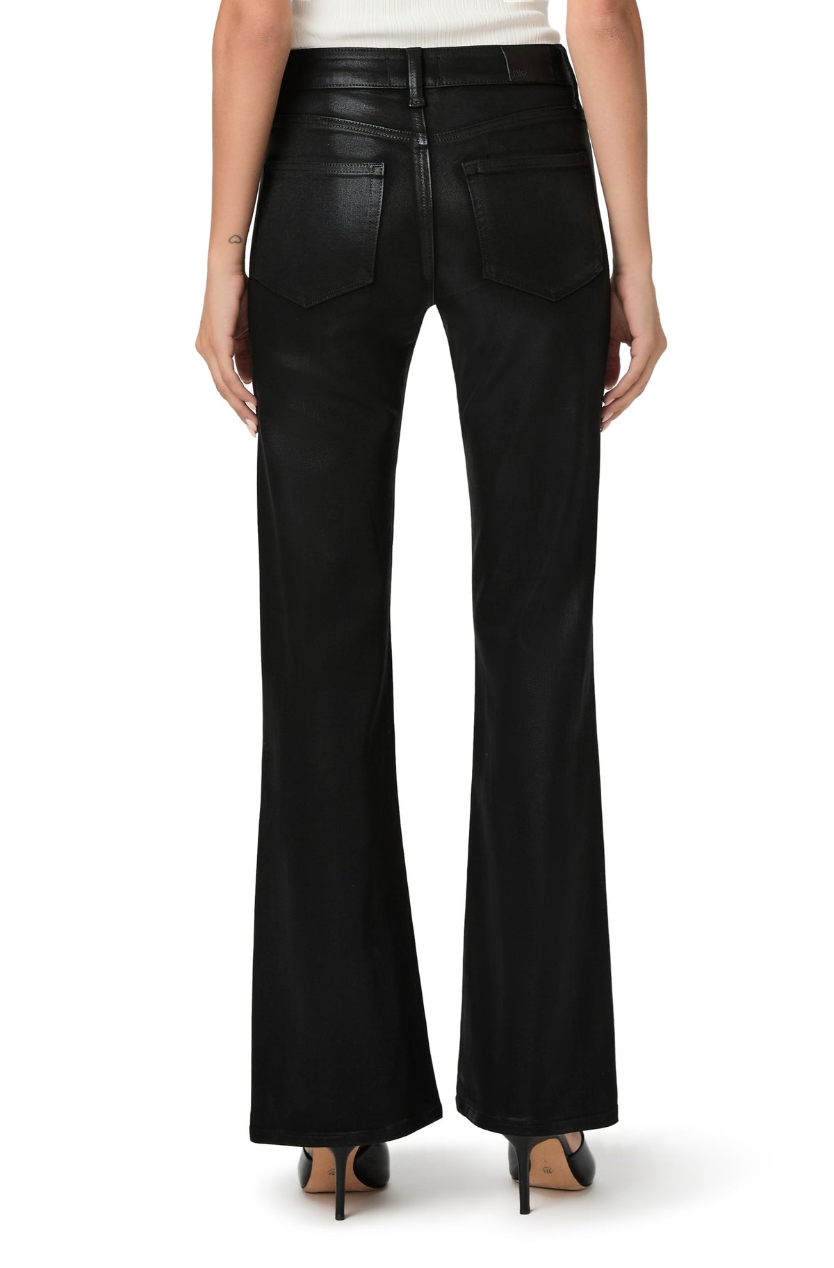 Sofia Flare Jean In Black Fog Luxe Coating