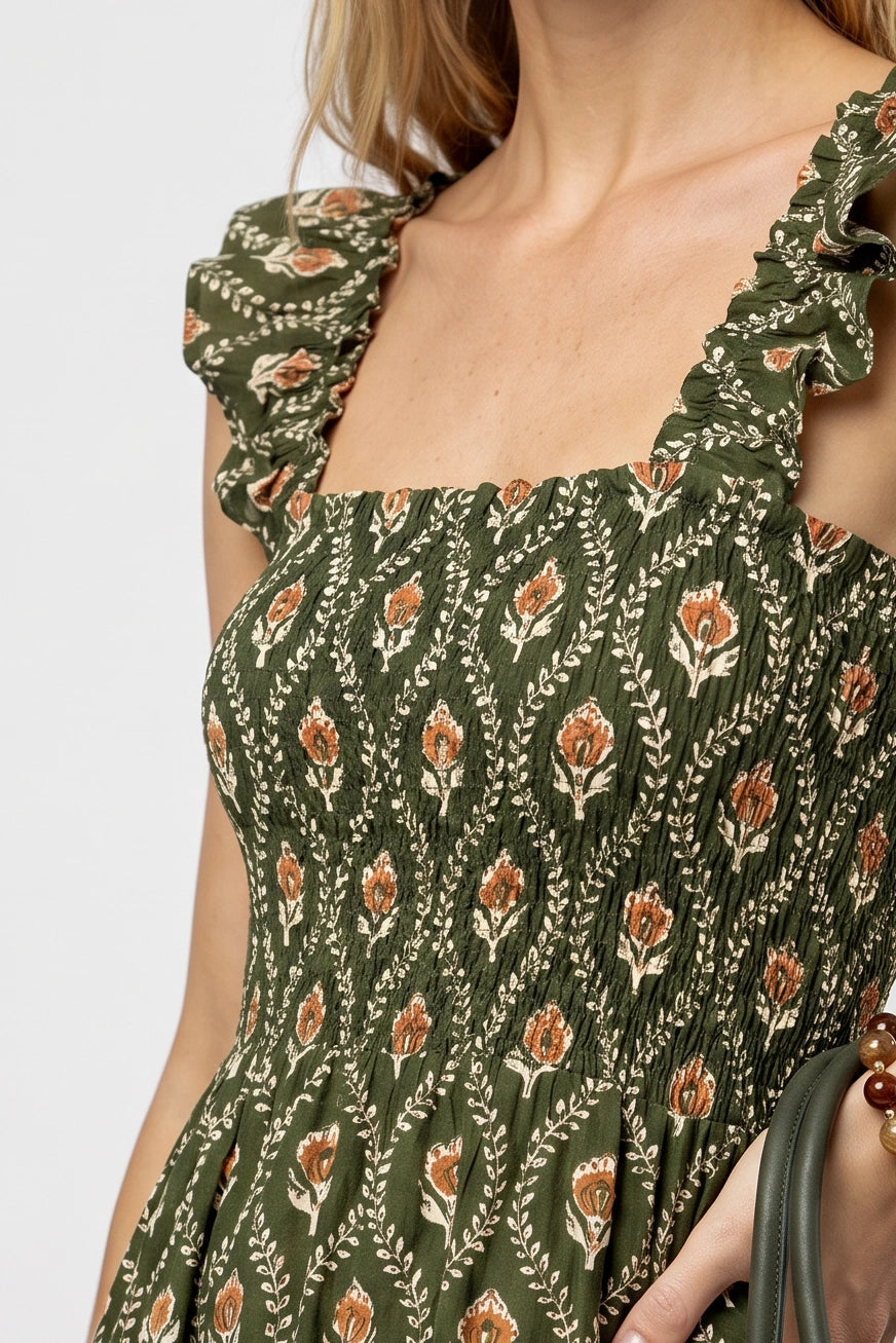 Calypso Smocked Midi Dress