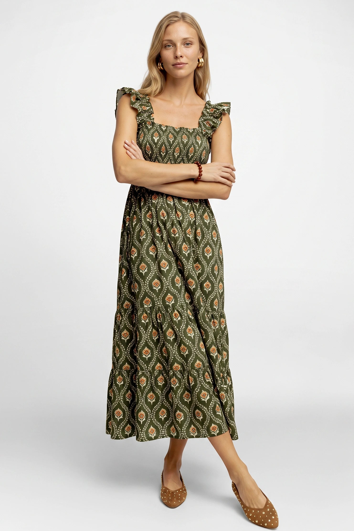 Calypso Smocked Midi Dress