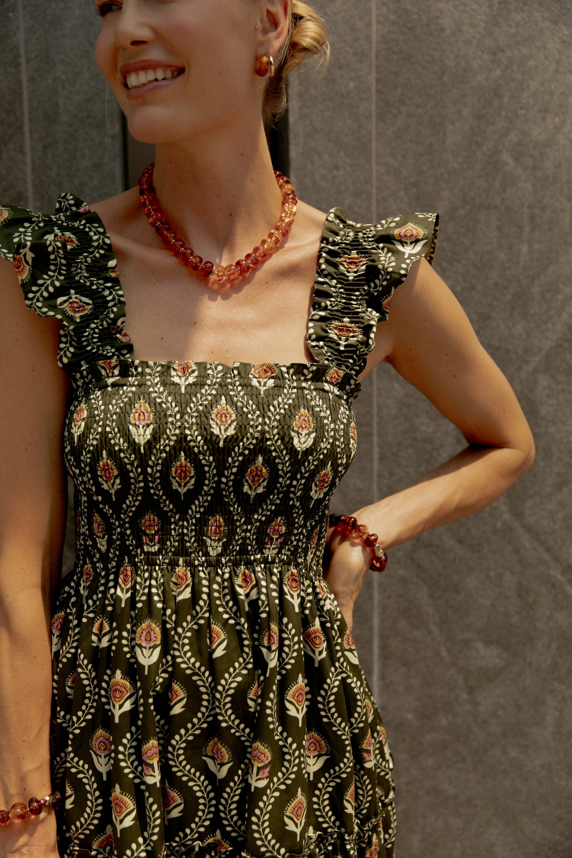 Calypso Smocked Midi Dress