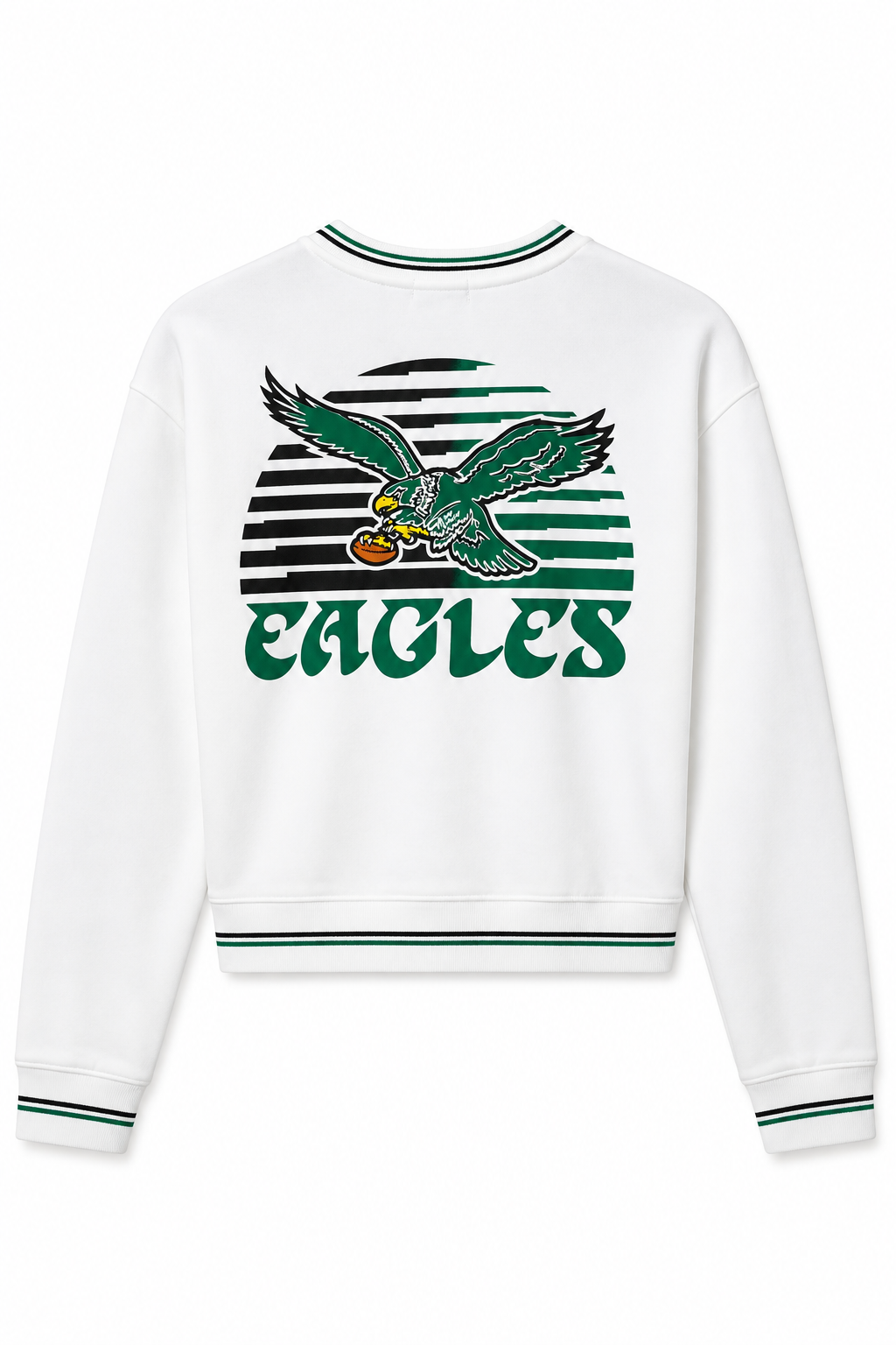 Eagles Cropped Stripe Ribbed Fleece