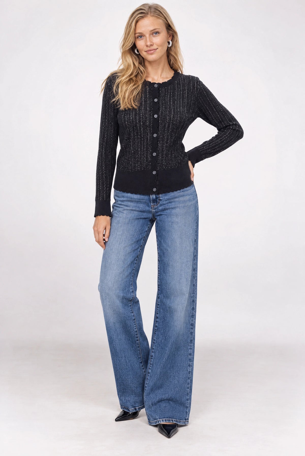 Diane Lurex Cardigan In Black