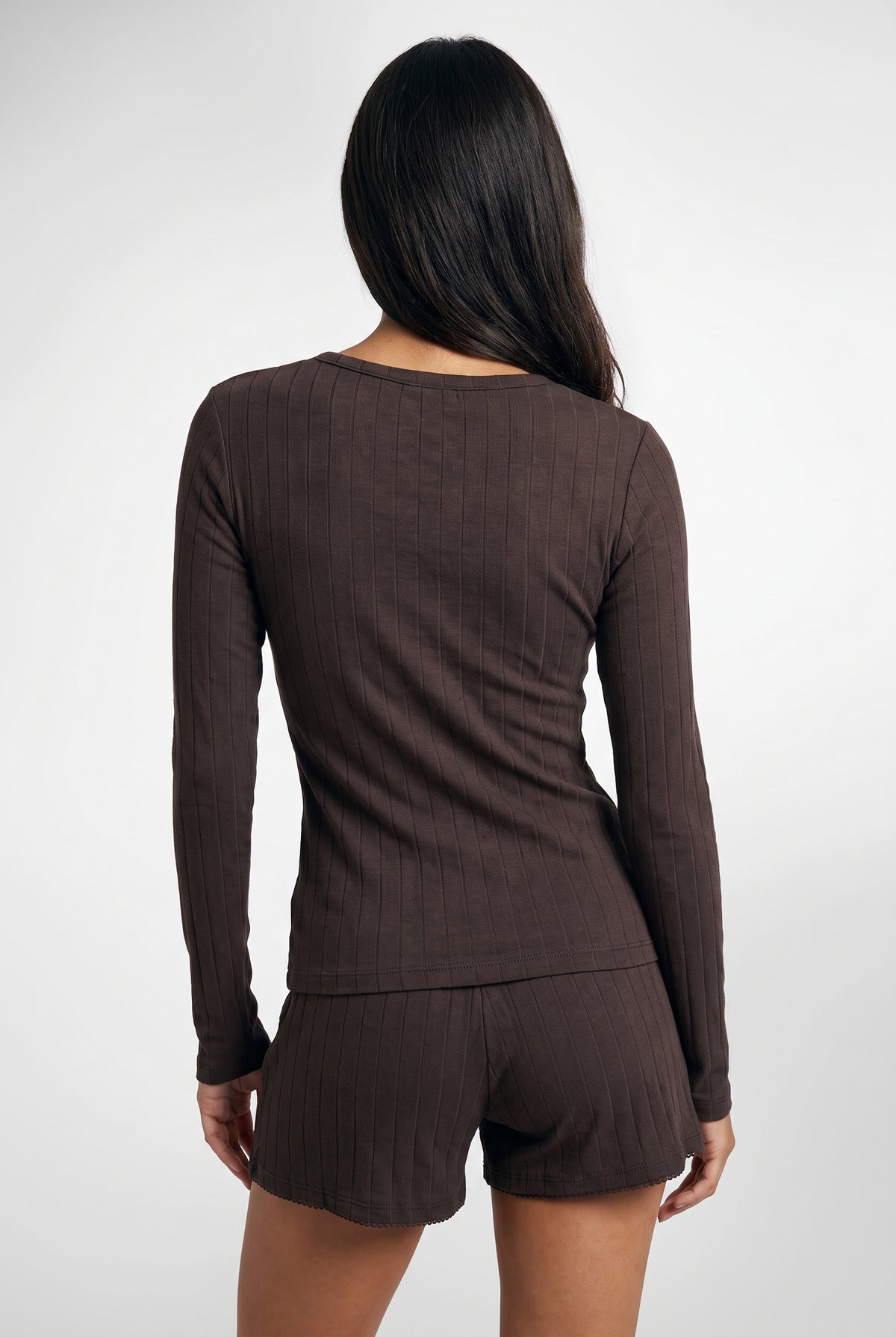 Elena Modal Dreamy Henley In Chocolate