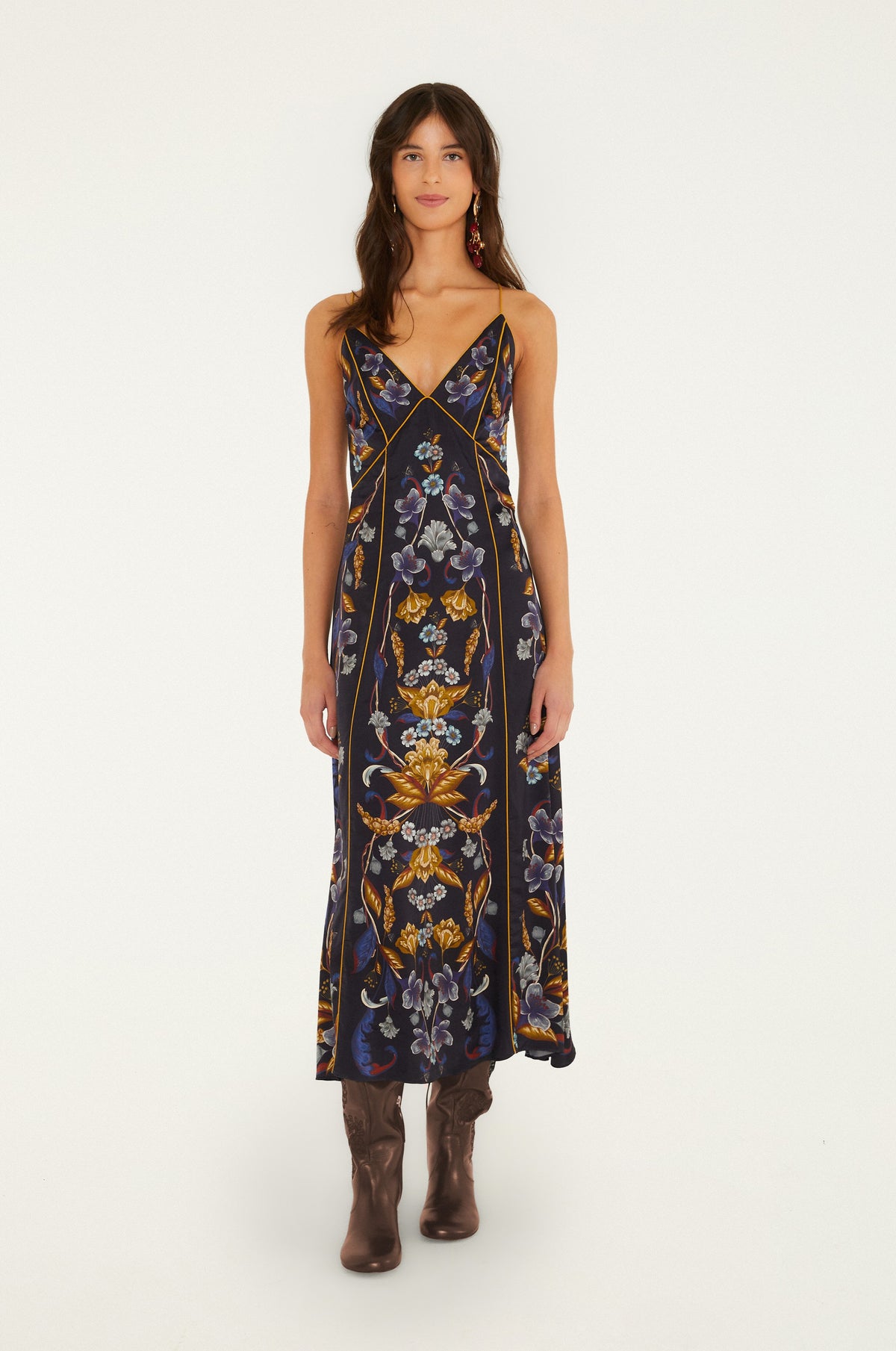 Golden Nature Slip Maxi Dress