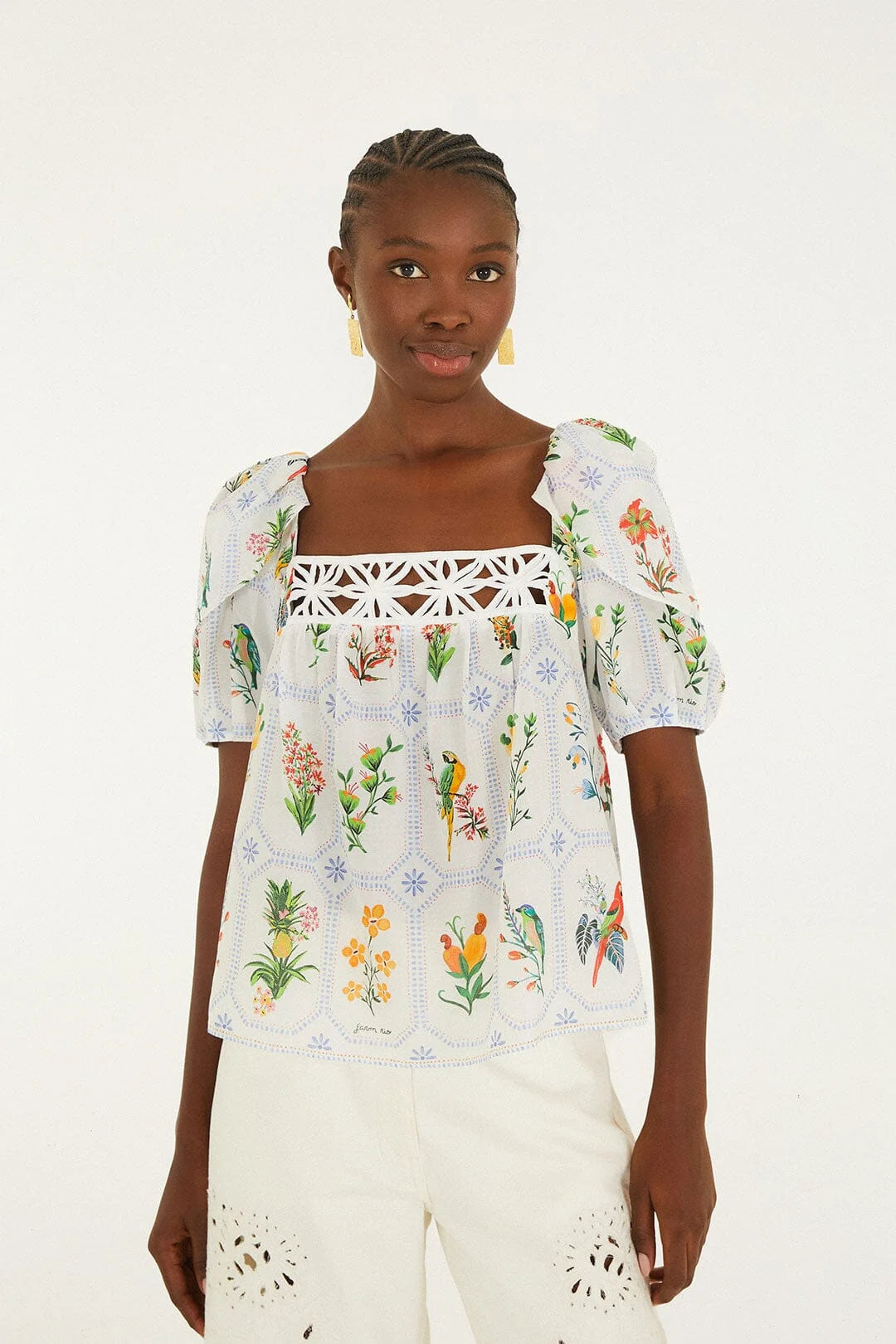 Tropical Porcelain Off-white Blouse