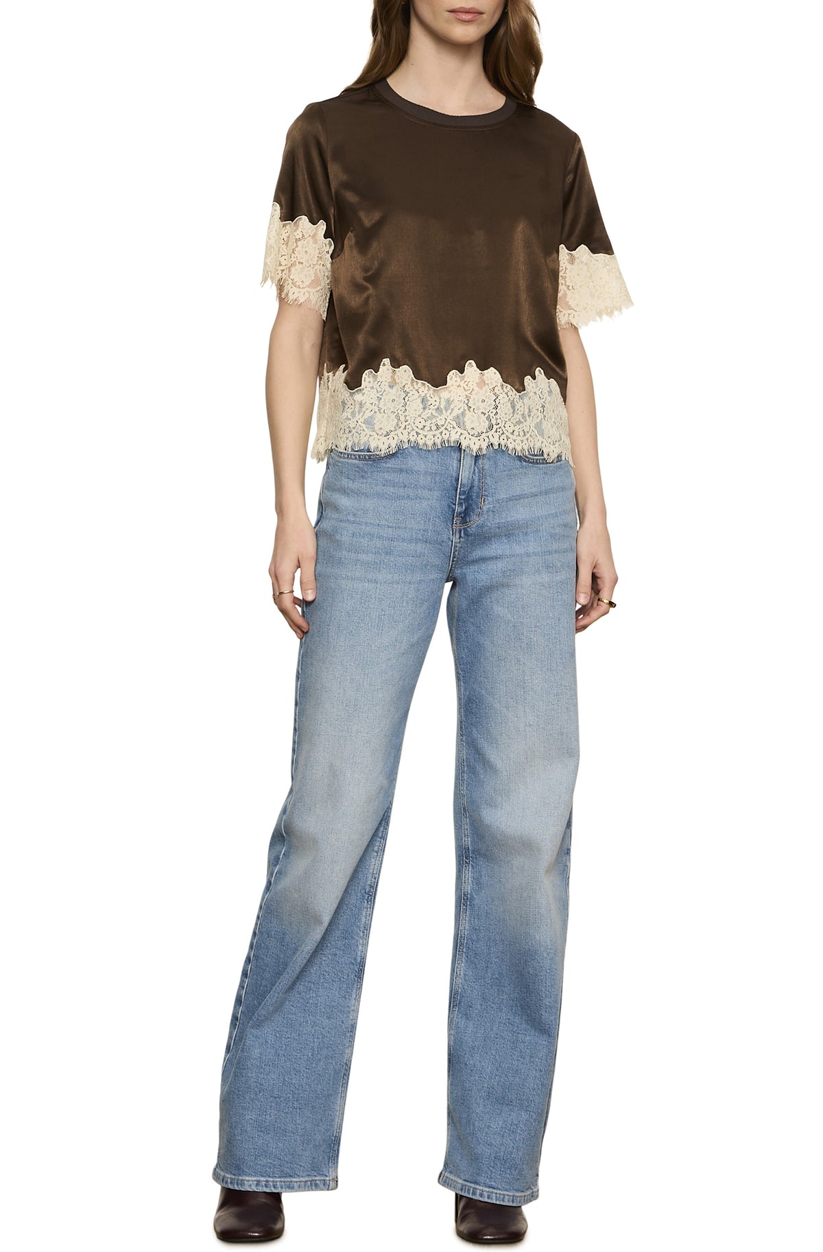 One Of A Kind Satin Lace Top