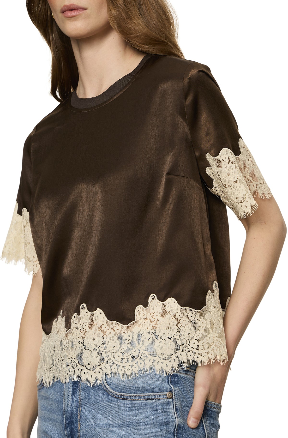 One Of A Kind Satin Lace Top