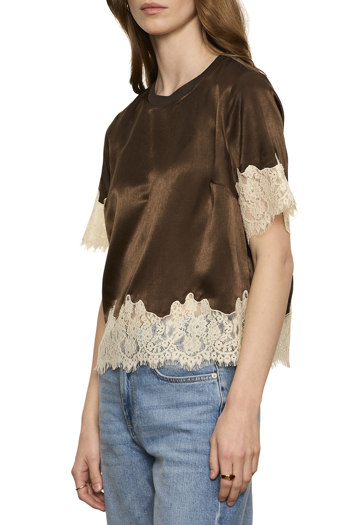 One Of A Kind Satin Lace Top