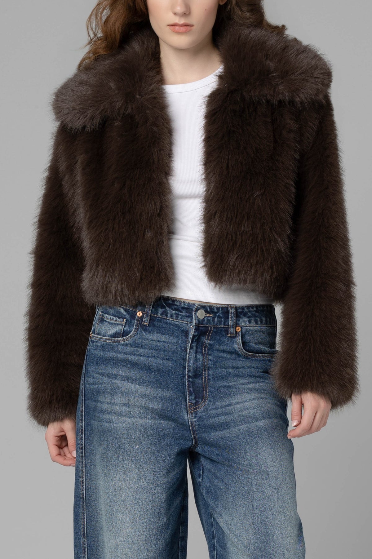 Steady Rise Cropped Fur Jacket