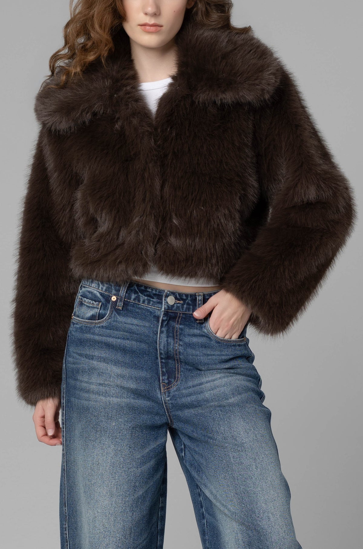 Steady Rise Cropped Fur Jacket