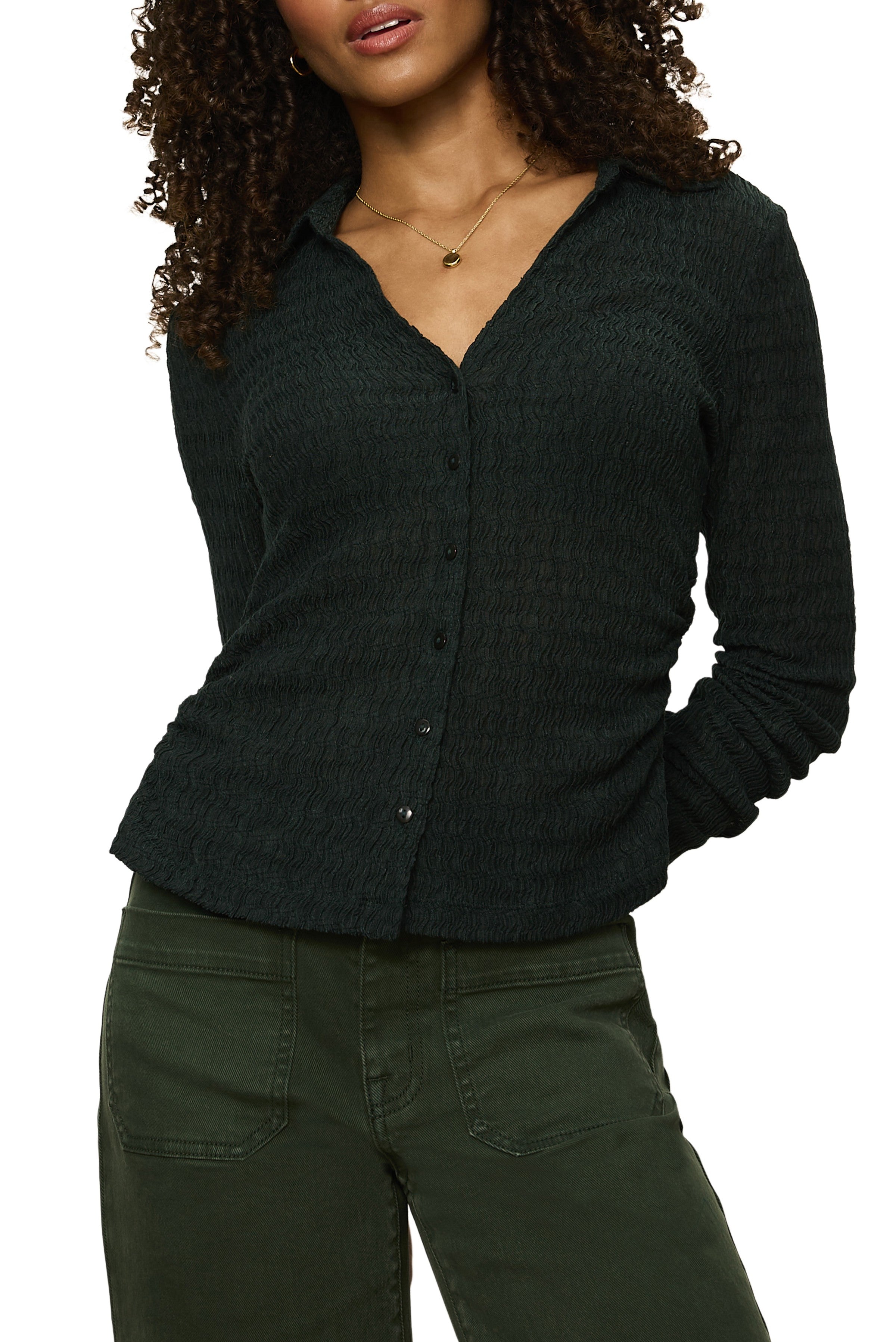 Juno Textured Button Front