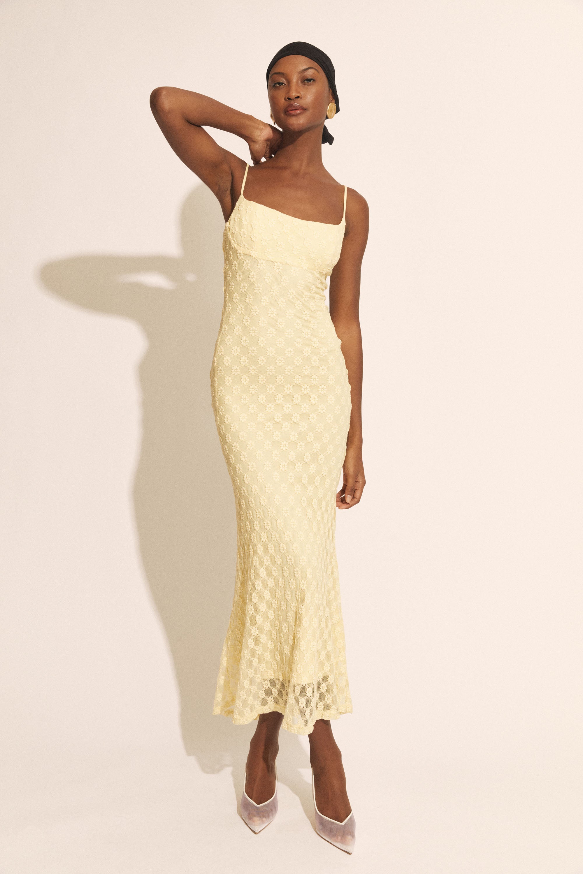 Bardot Adoni Mesh Midi Dress | Yellow | Size 10