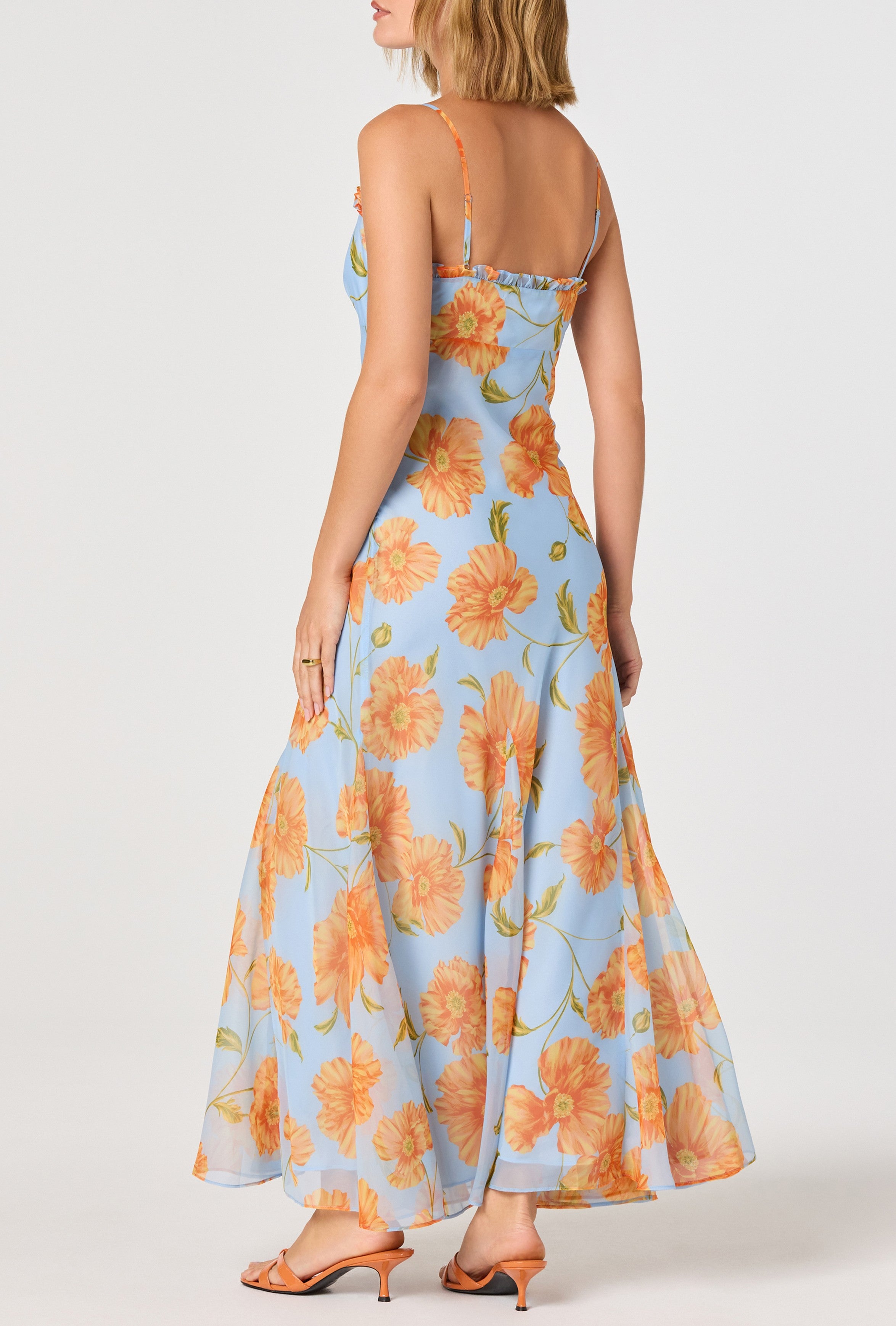 blue dress with oranges A-Line Tulle Blue Long Prom Dress, Blue Tulle Long Evening Formal Dress