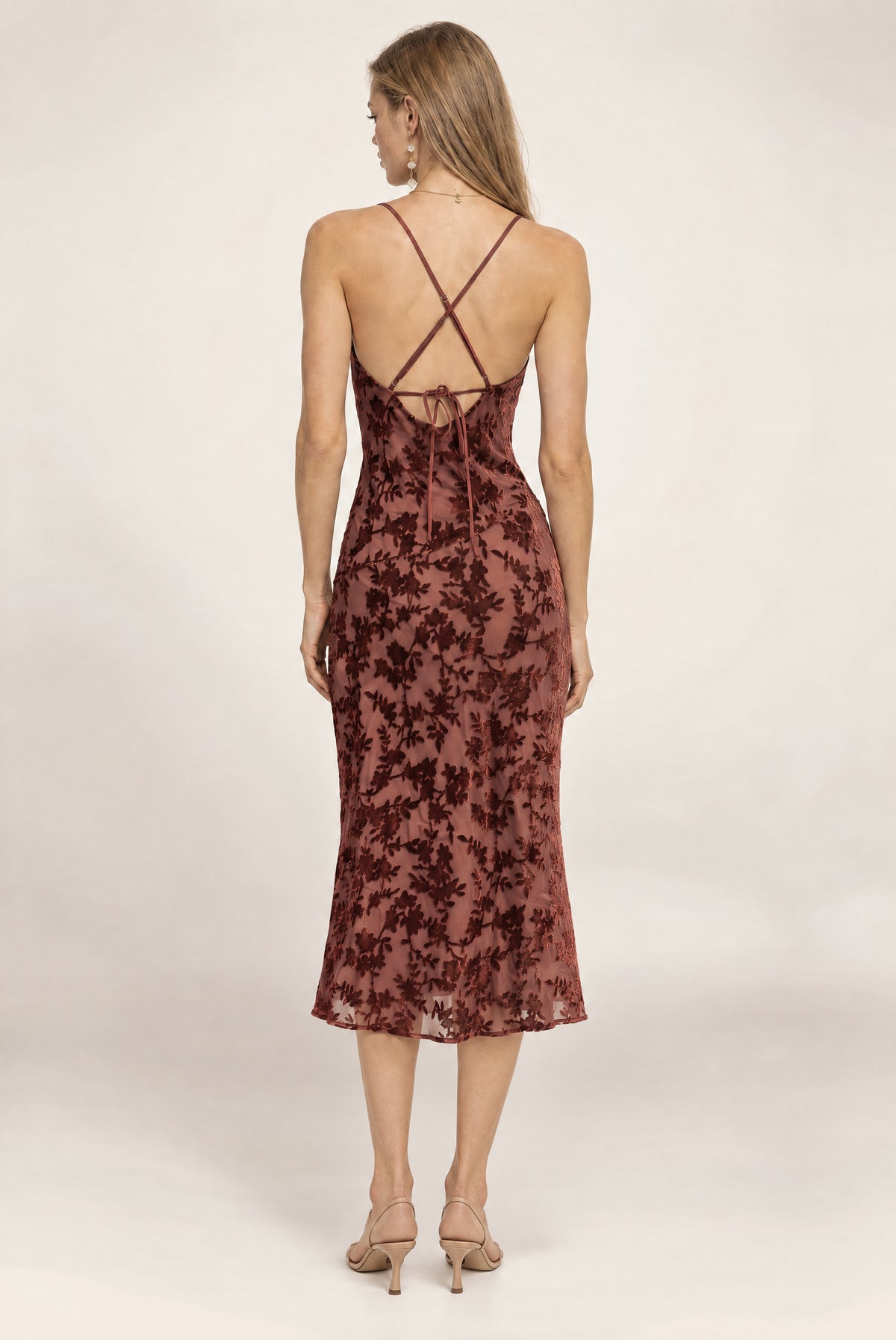 Gaia Midi Dress In Rust Floral
