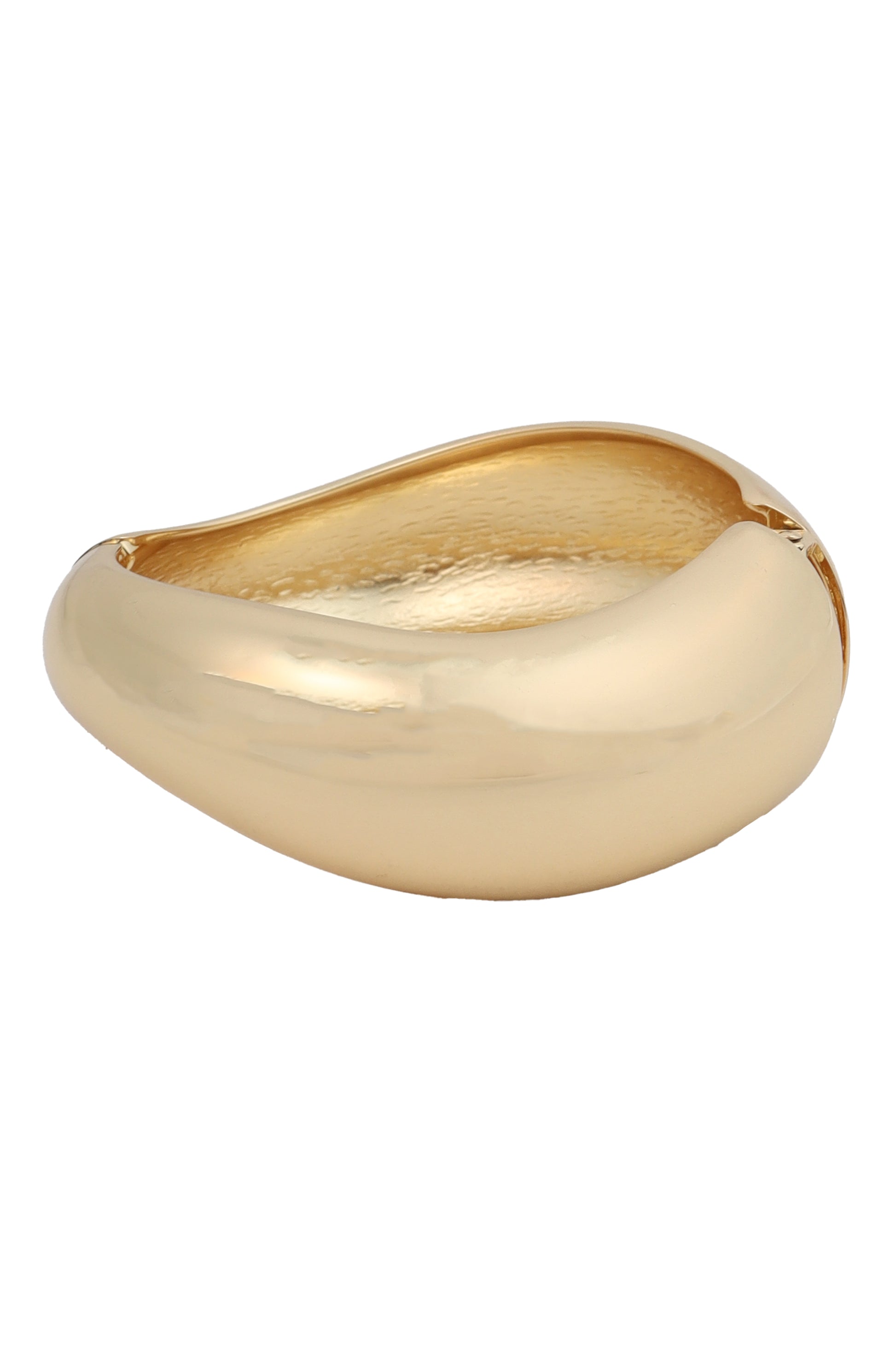 The Bang Gold Wave Hinge Design by South Moon Under is a gold bangle bracelet with an asymmetrical, organic shape and polished finish, shown against a white background.