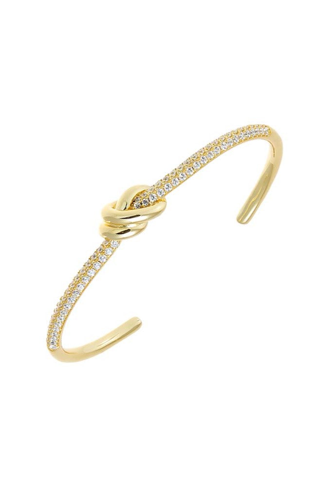 Pave Love Knot Cuff Bangle Bracelet