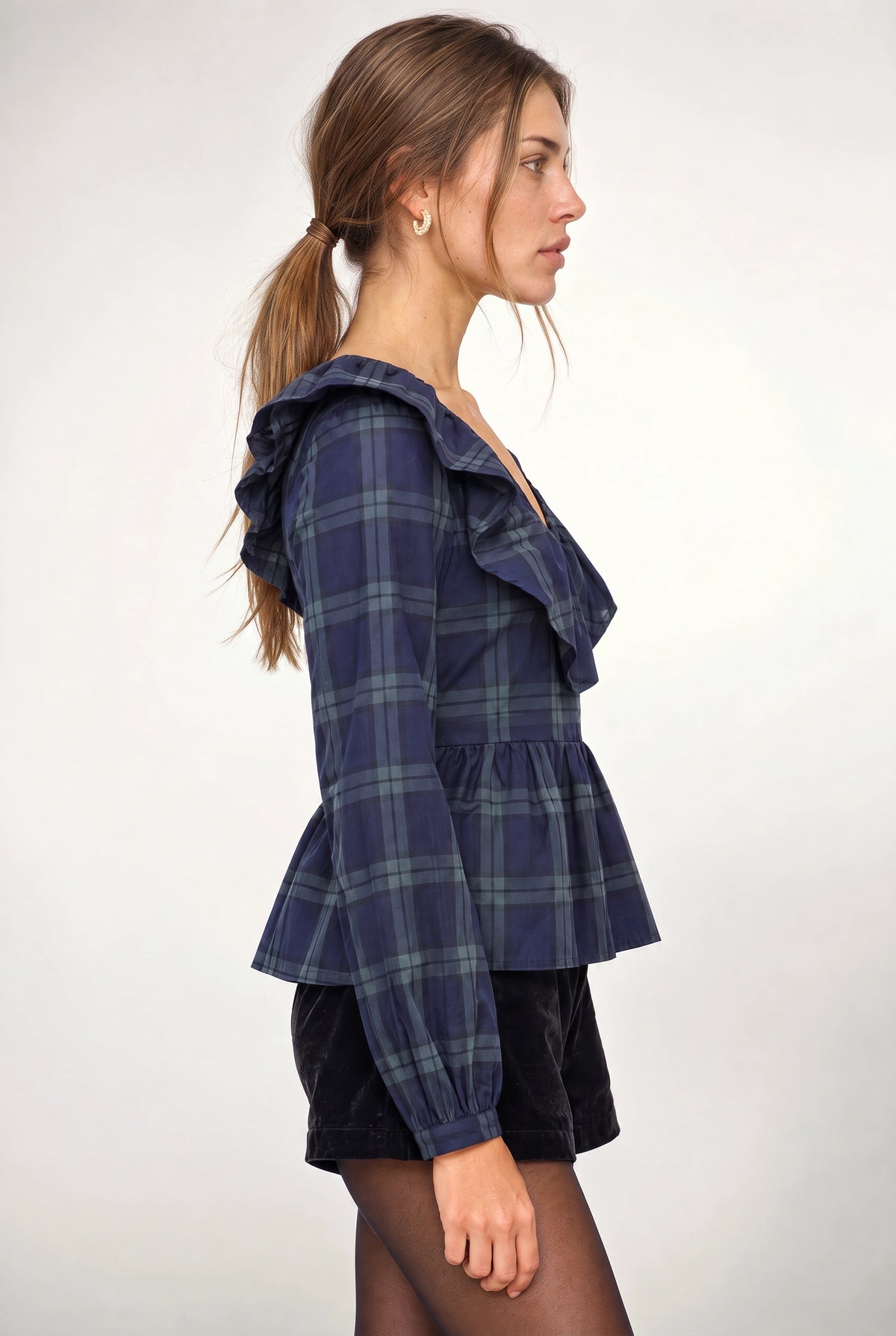 Bianca Blackwatch Ruffled Blouse