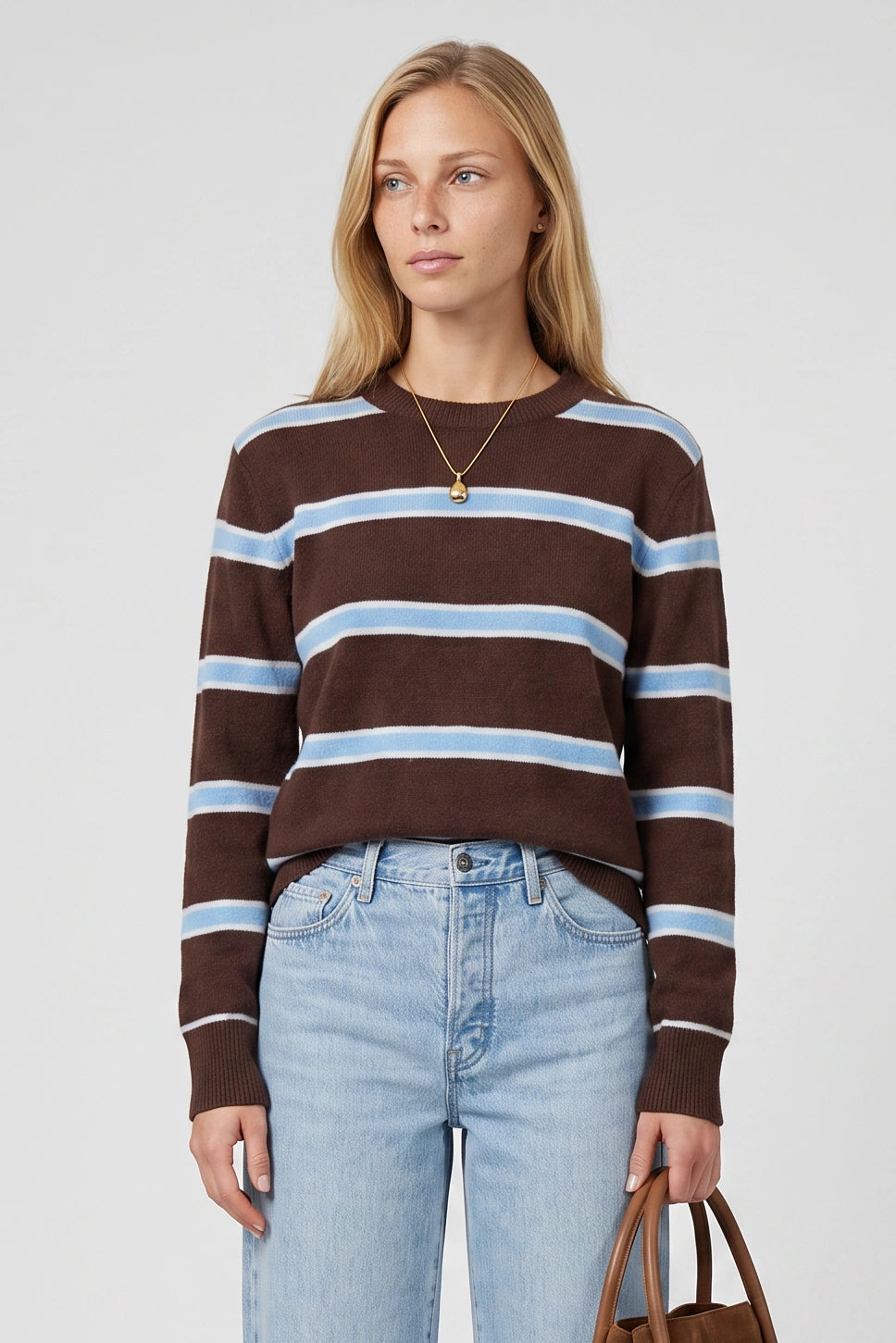 Presley Stripe Sweater In Brown Stripe