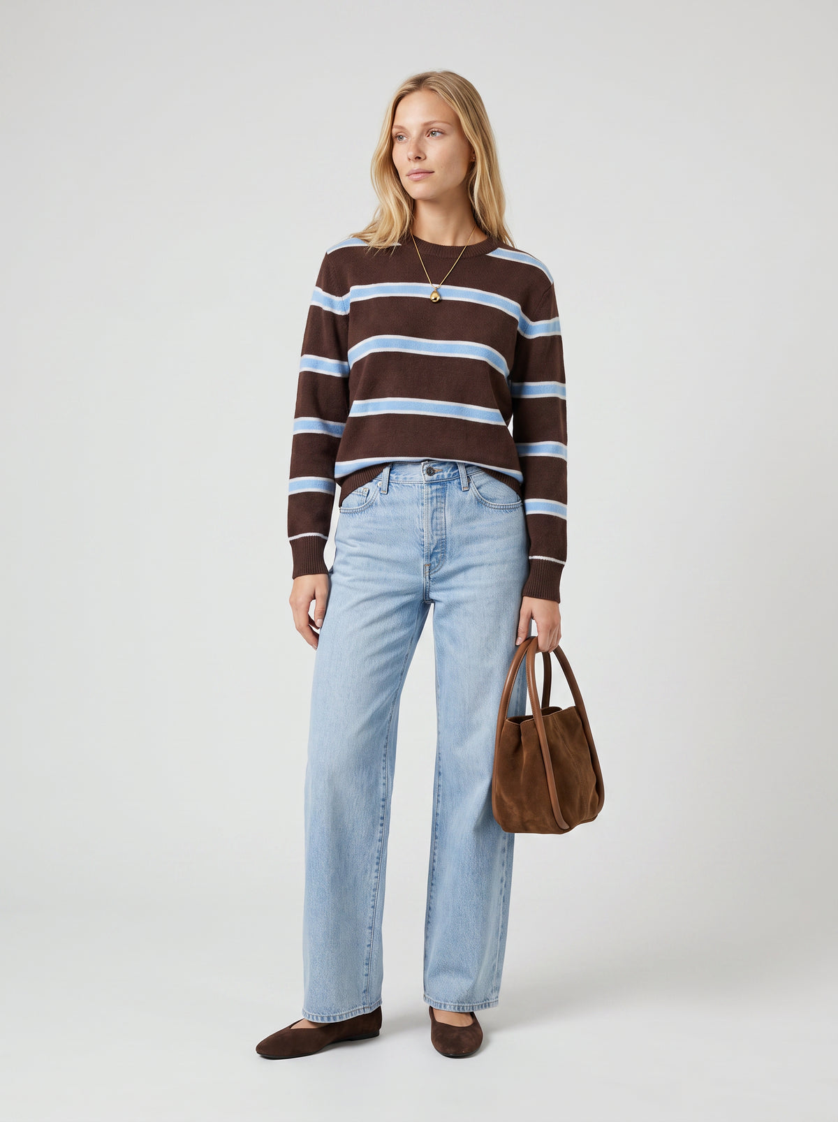Presley Stripe Sweater In Brown Stripe