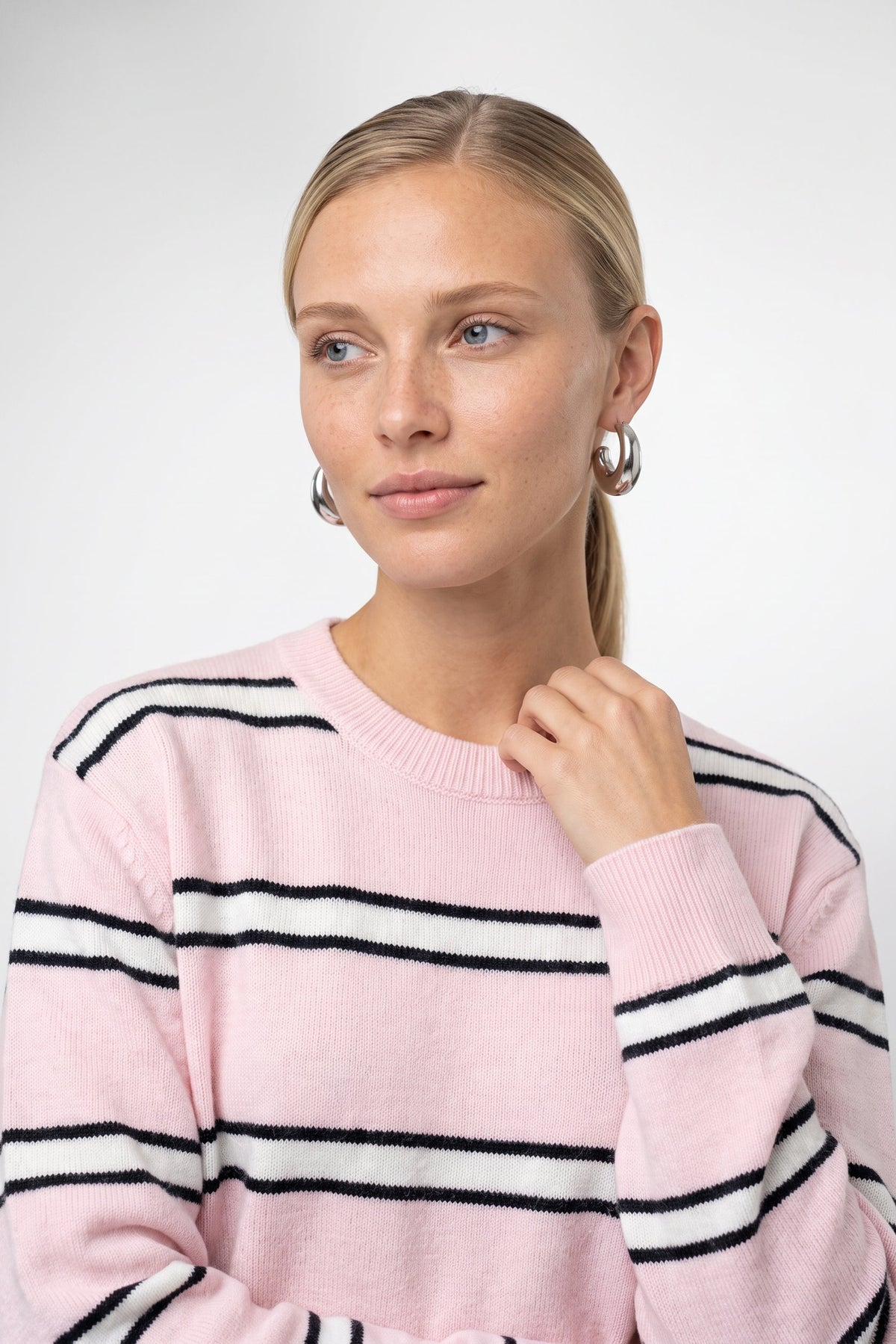 Presley Stripe Sweater In Pink Stripe