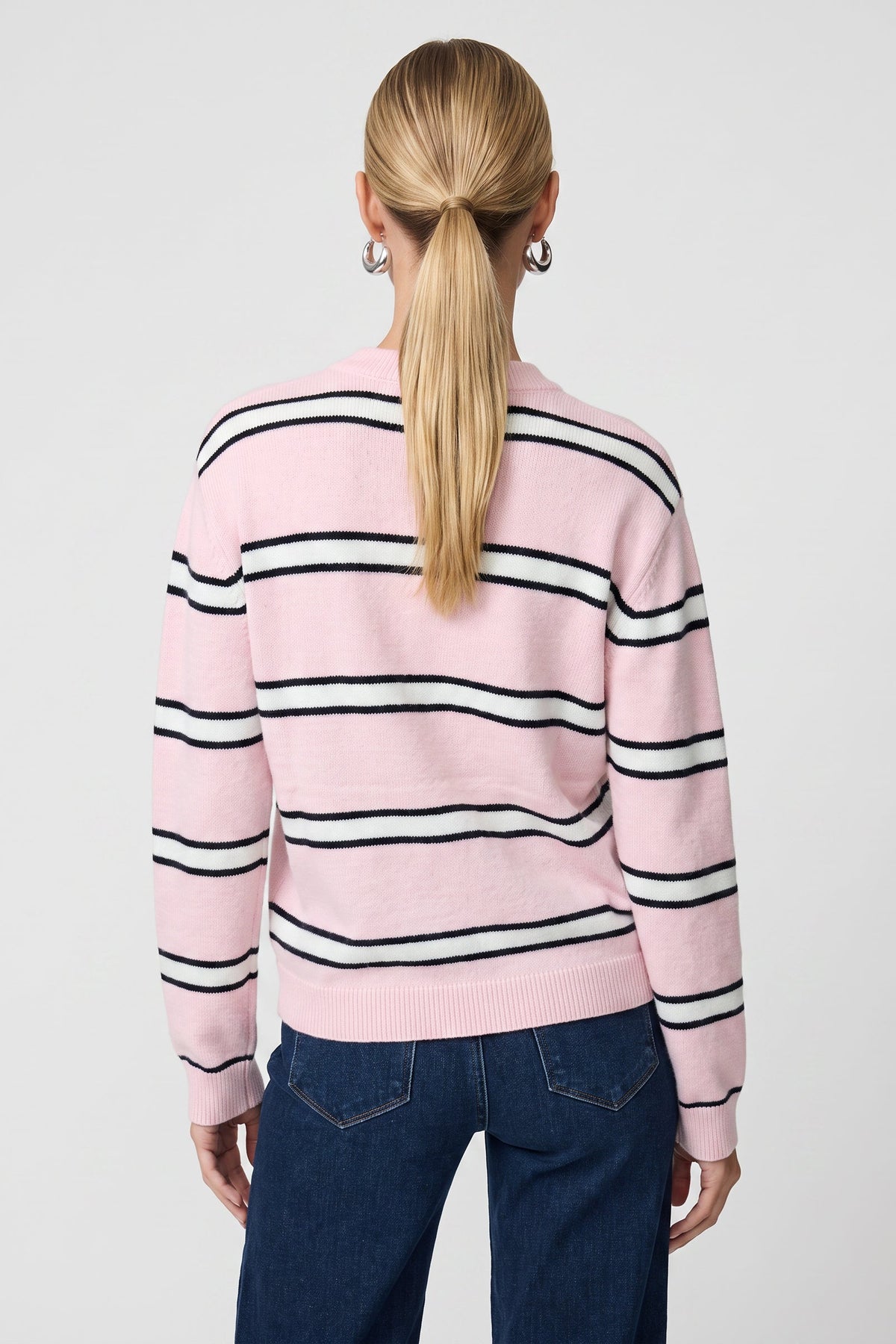 Presley Stripe Sweater In Pink Stripe