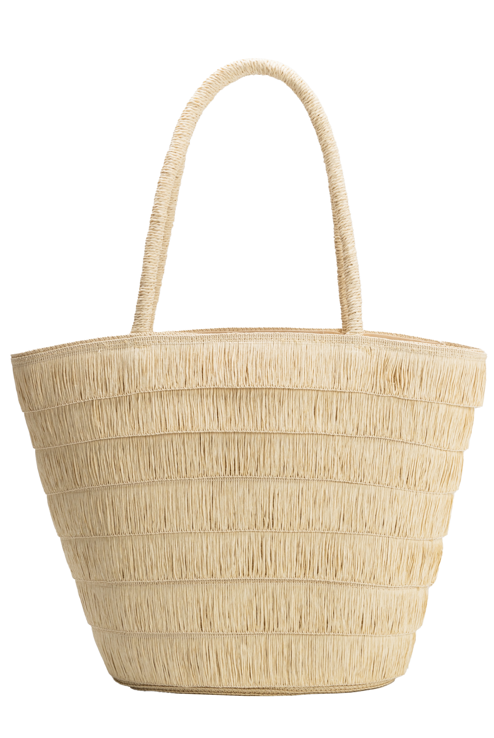 The Melie Bianco Sandy Beach Tote in Natural is a spacious straw bag with two handles and a zipper closure, perfectly sized for a standard tablet, shown against a plain white background.