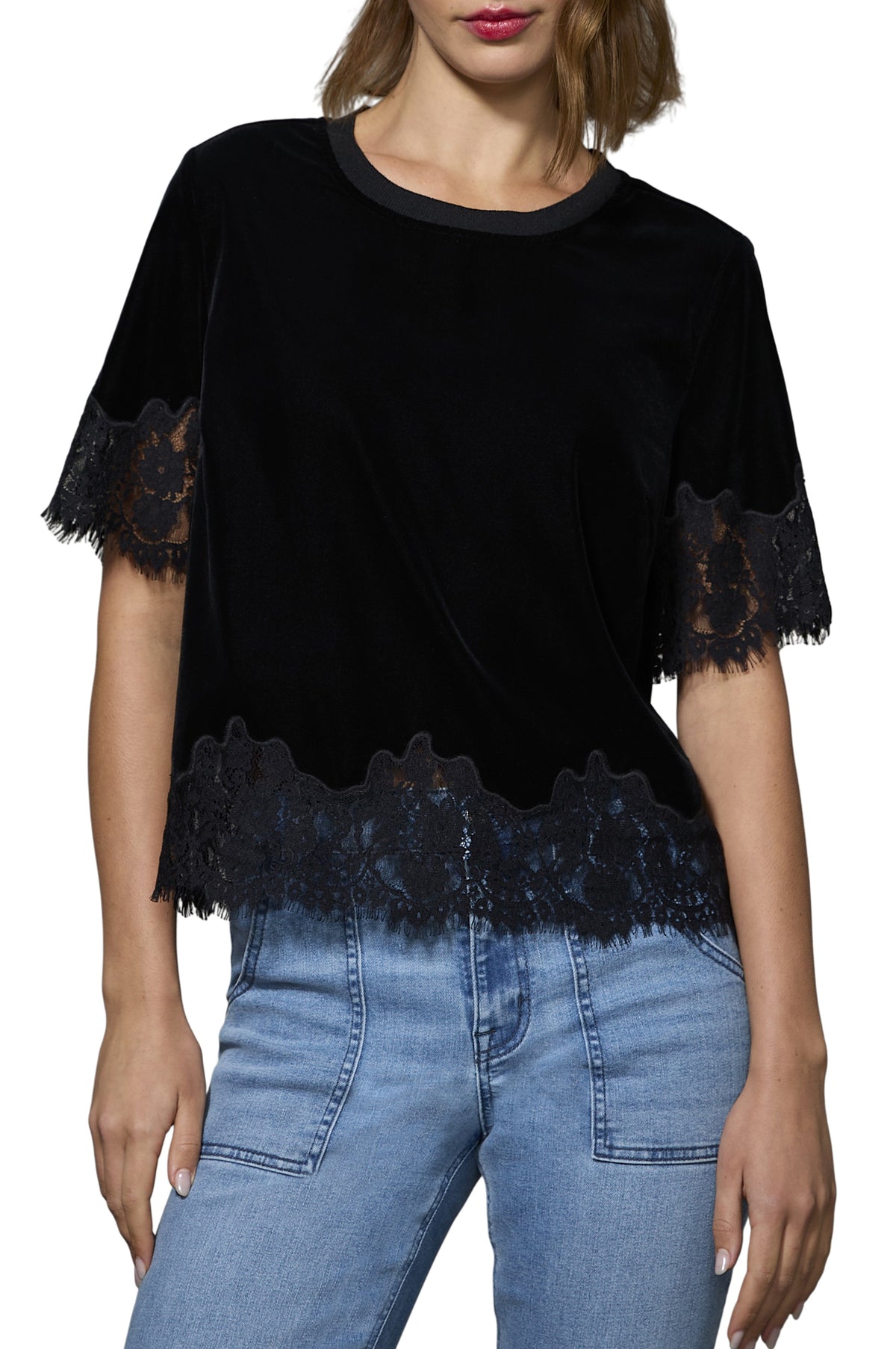 One Of A Kind Velvet Lace Top
